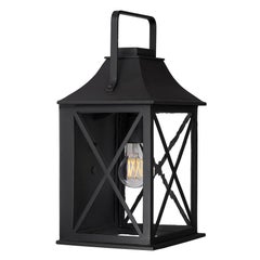 Outdoor Wall Lantern Craftsman-Colonial style with Antique Glass, Handmade in US