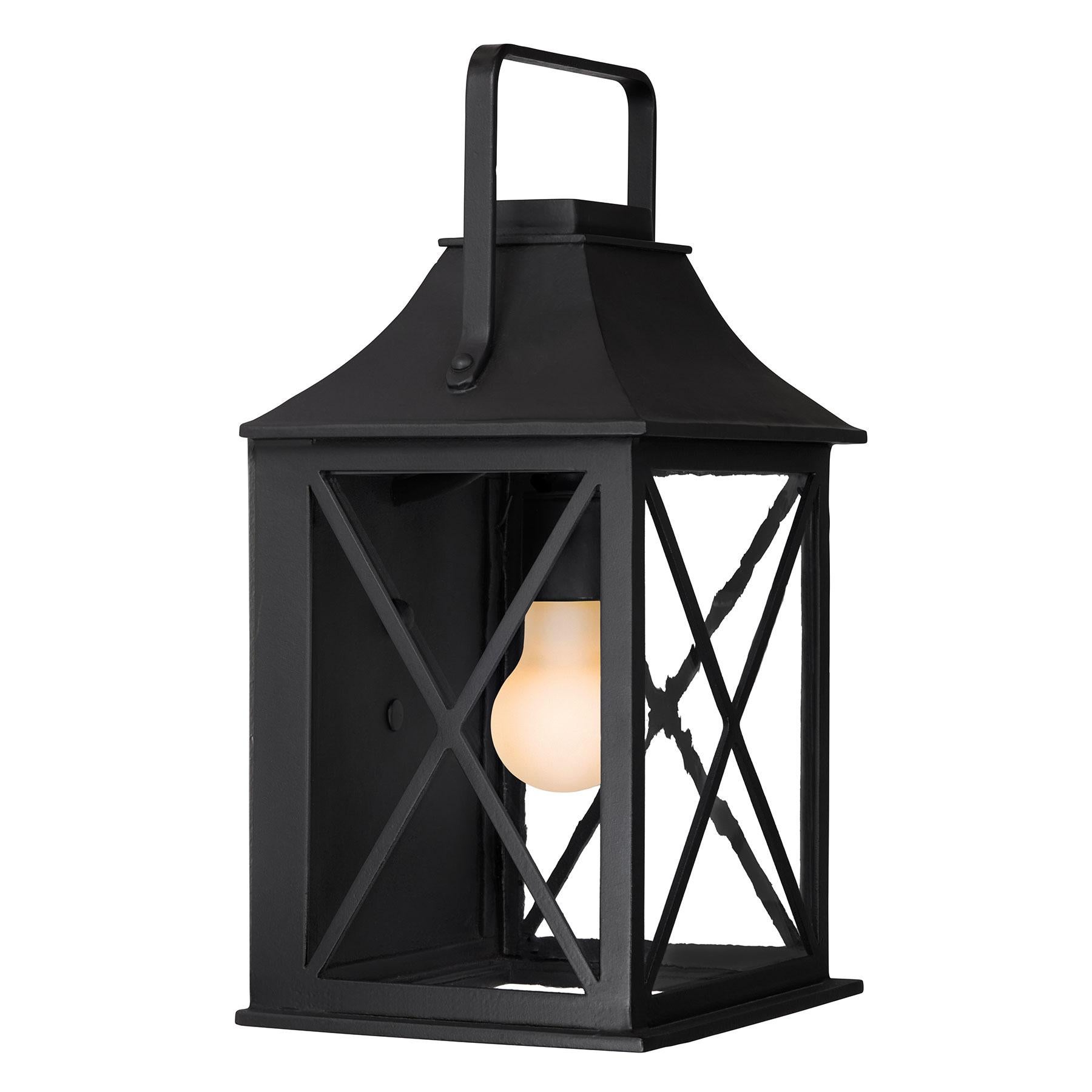 Verre taillé Lanterne murale d'extérieur de style Craftsman-Colonial avec verre antique, fabriquée à la main aux États-Unis en vente