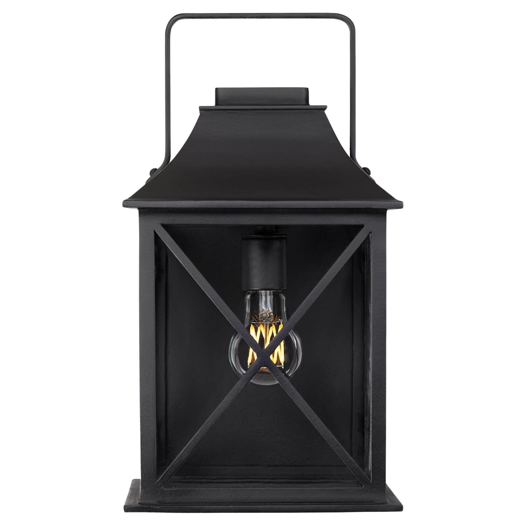 Lanterna da parete per esterni in stile Craftsman-Colonial con vetro antico, realizzata a mano negli USA