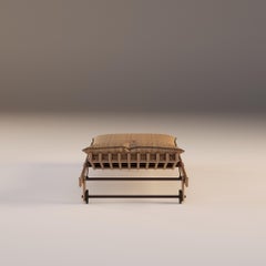 Witterungsbeständige Sonnenbank mit Iroko-Struktur für den Außenbereich