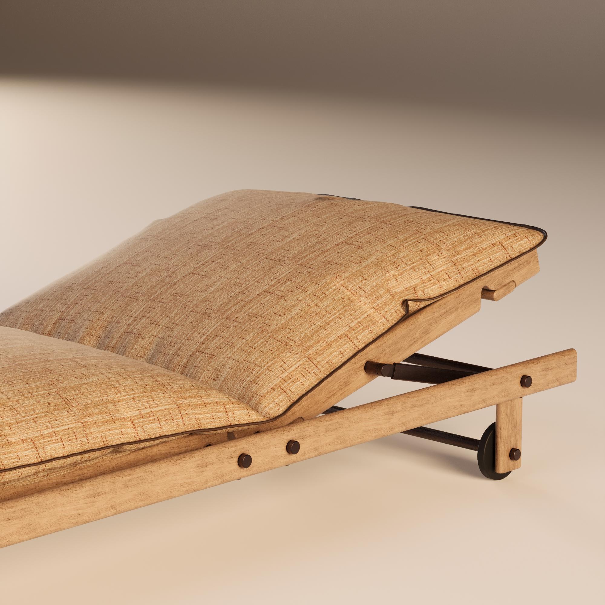 XXI secolo e contemporaneo Lettino da esterno resistente alle intemperie con struttura in Iroko in vendita