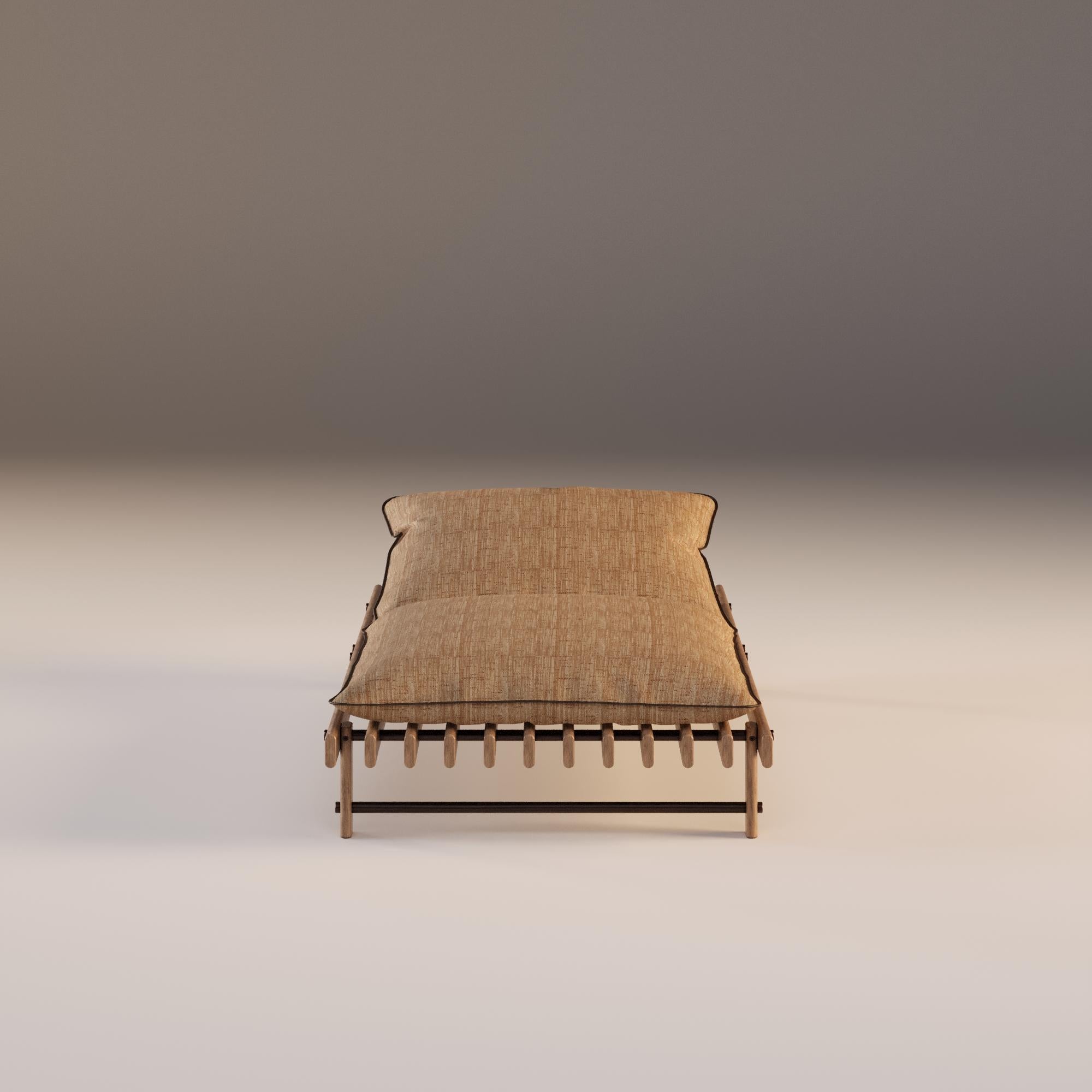 Rame Lettino da esterno resistente alle intemperie con struttura in Iroko in vendita