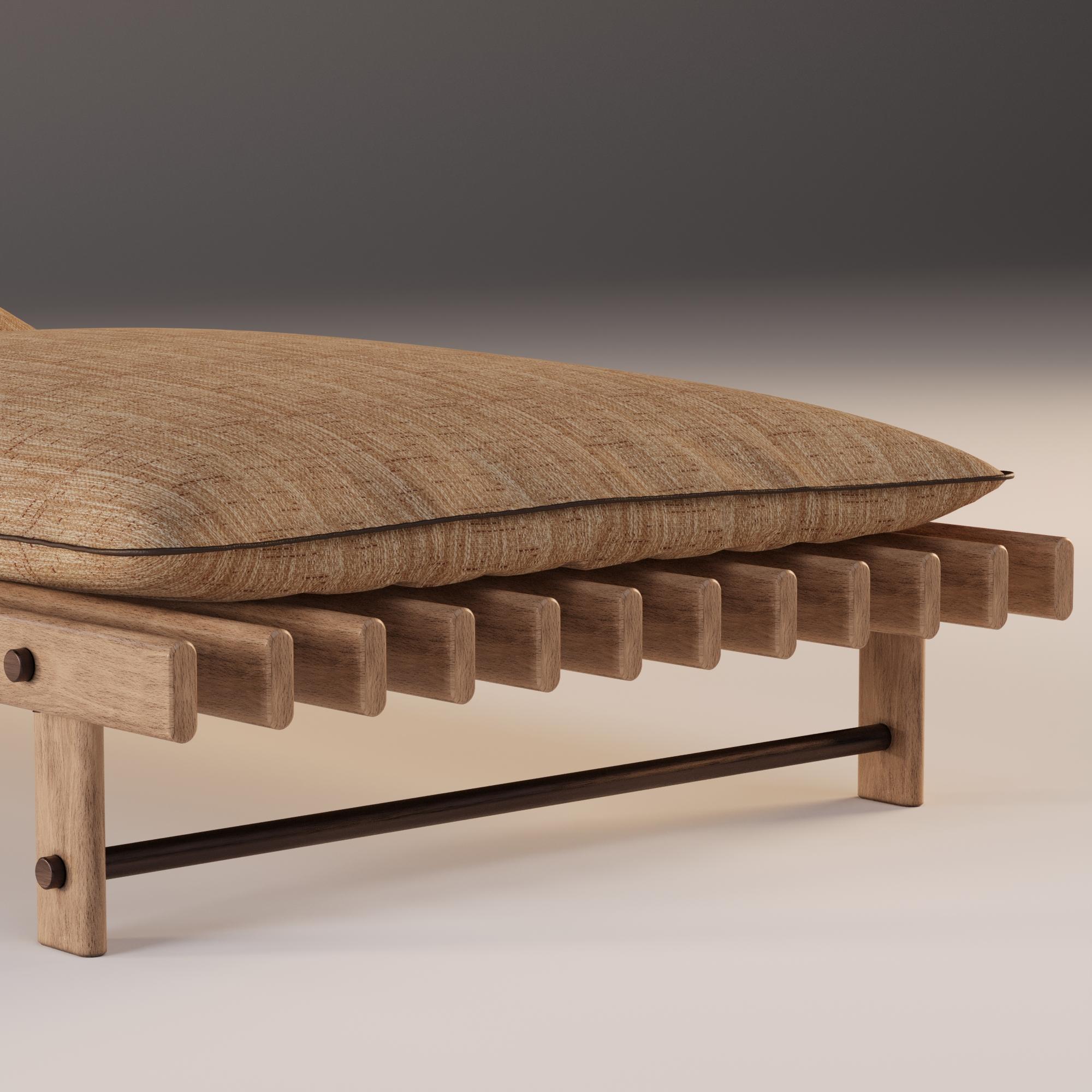 Lettino da esterno resistente alle intemperie con struttura in Iroko in vendita 1