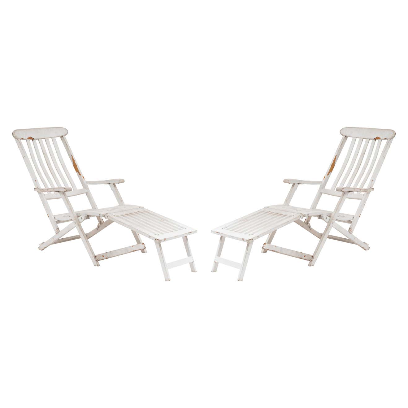 Outdoor White Folding Deck Chairs For Sale at 1stDibs