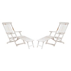 Outdoor White Folding Deck Chairs