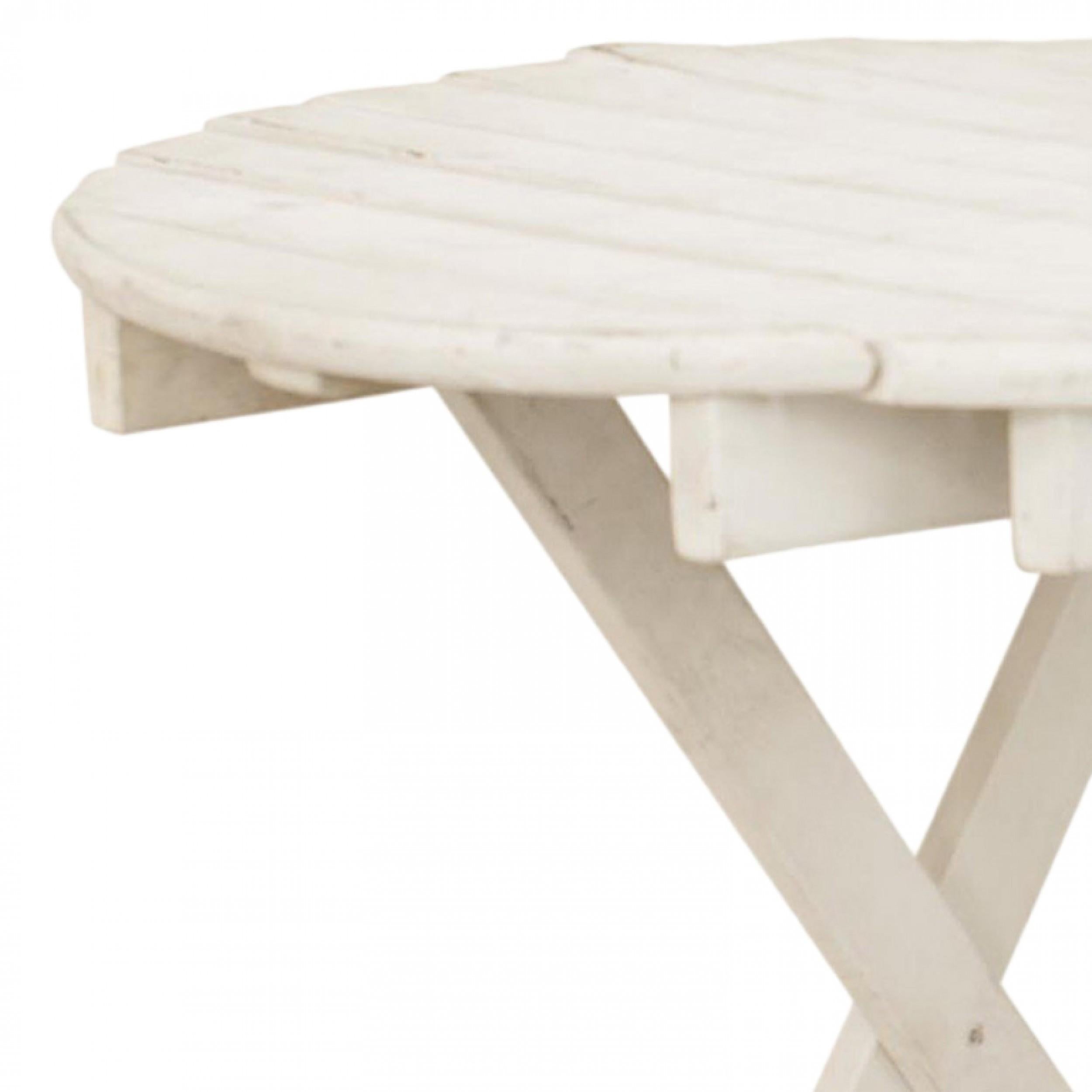 Biedermeier Table de café peinte en blanc pour l'extérieur en vente