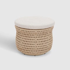 Outdoor 'Oasis Stool' in Woven Twisted Cord with Cushion, IN STOCK
