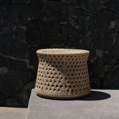 Outdoor 'Oasis Small Stool' in Woven Twisted Cord with Cushion, IN STOCK