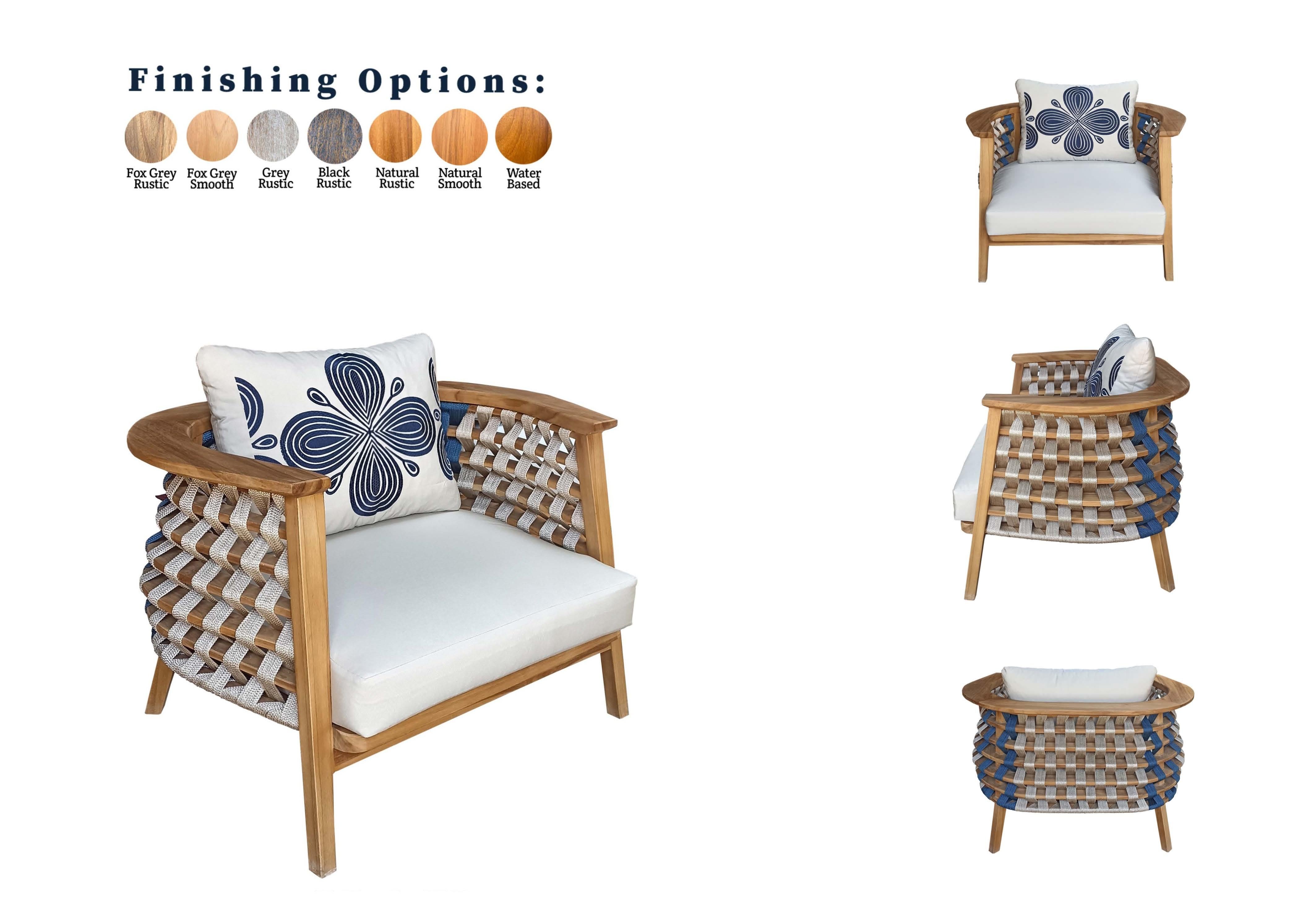 Sillón de exterior de cuerda tejida de teca maciza en venta 1