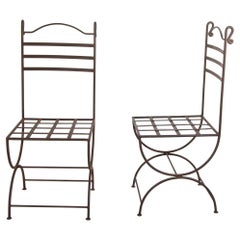 Outdoor Wrought-Iron Chairs French Provincial Style a Pair