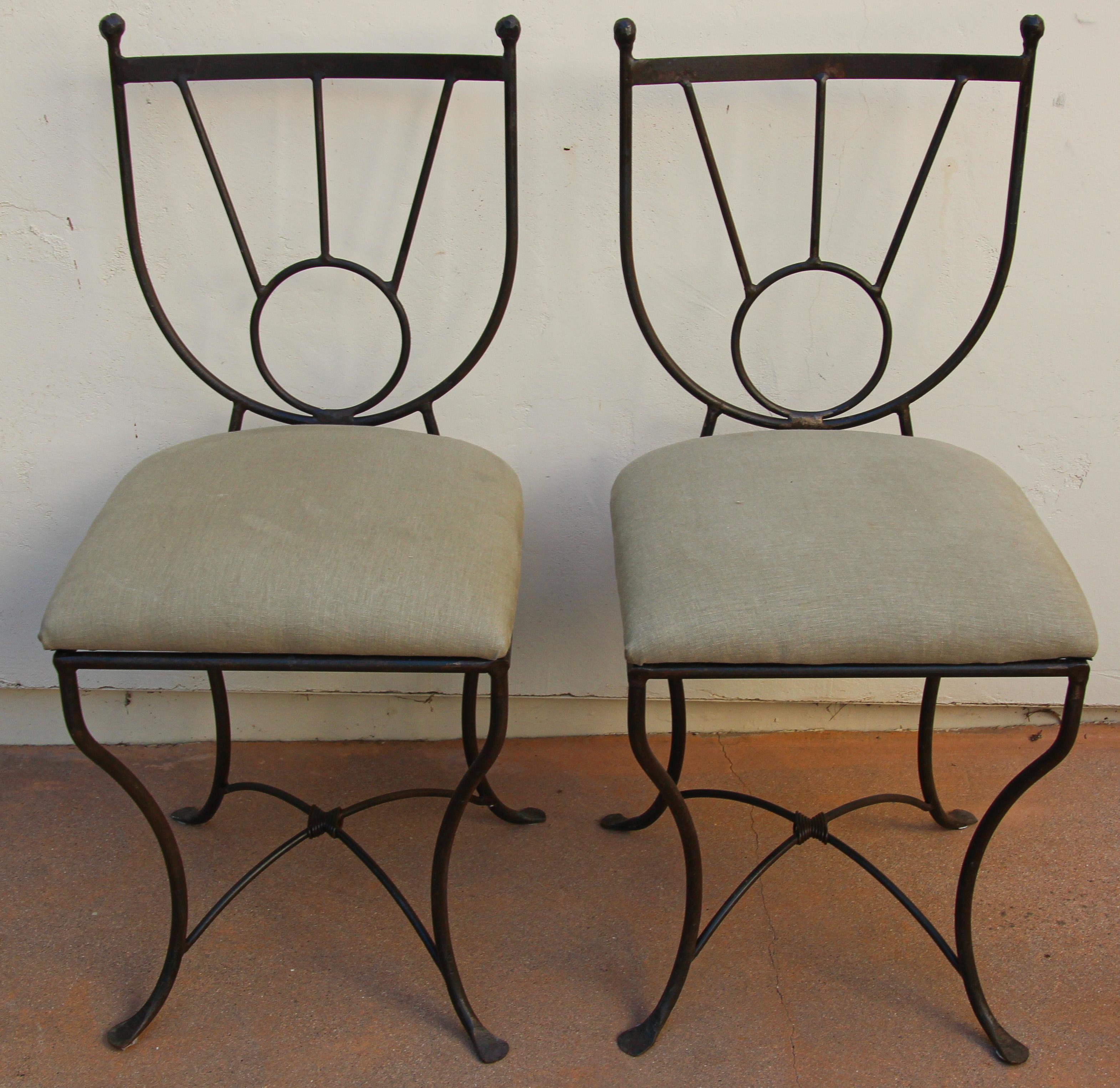 Brutalist Outdoor Wrought Iron Chairs Set of Four in Mario Papperzini Style