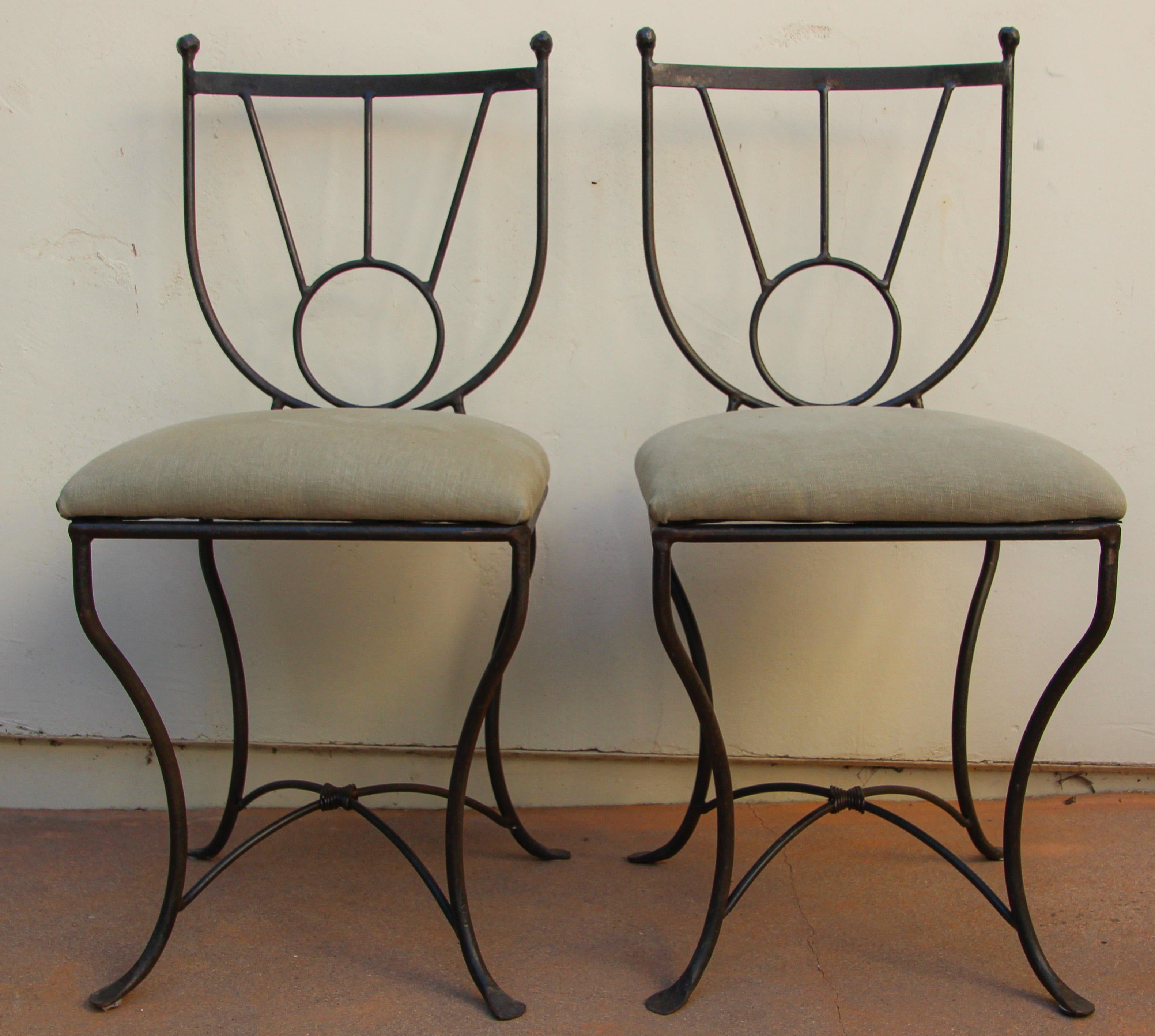 American Outdoor Wrought Iron Chairs Set of Four in Mario Papperzini Style