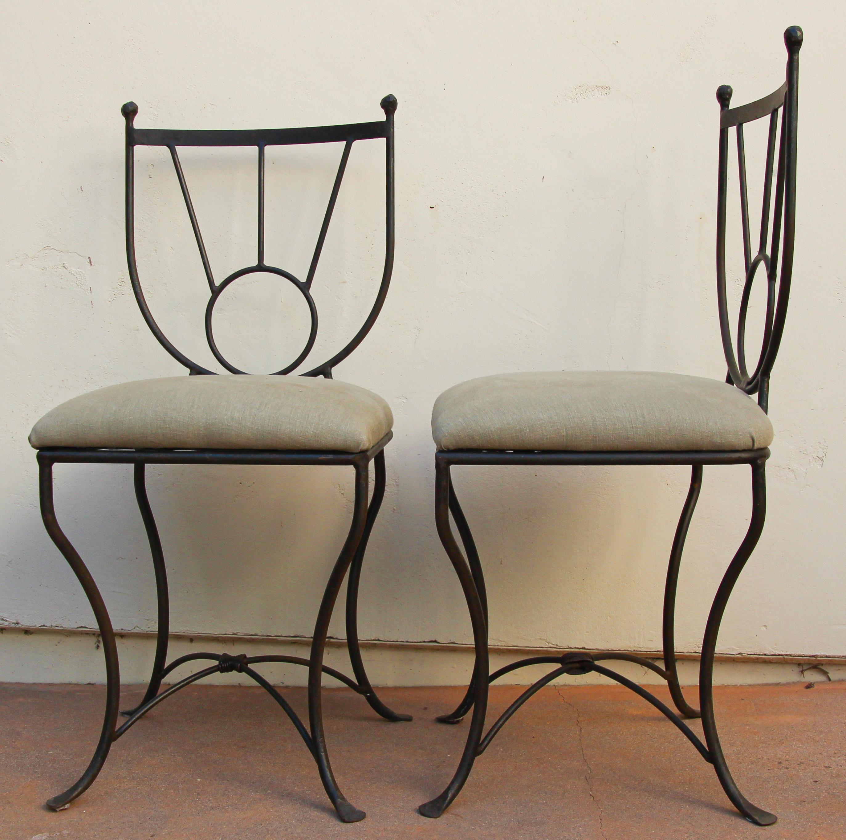 Hand-Crafted Outdoor Wrought Iron Chairs Set of Four in Mario Papperzini Style