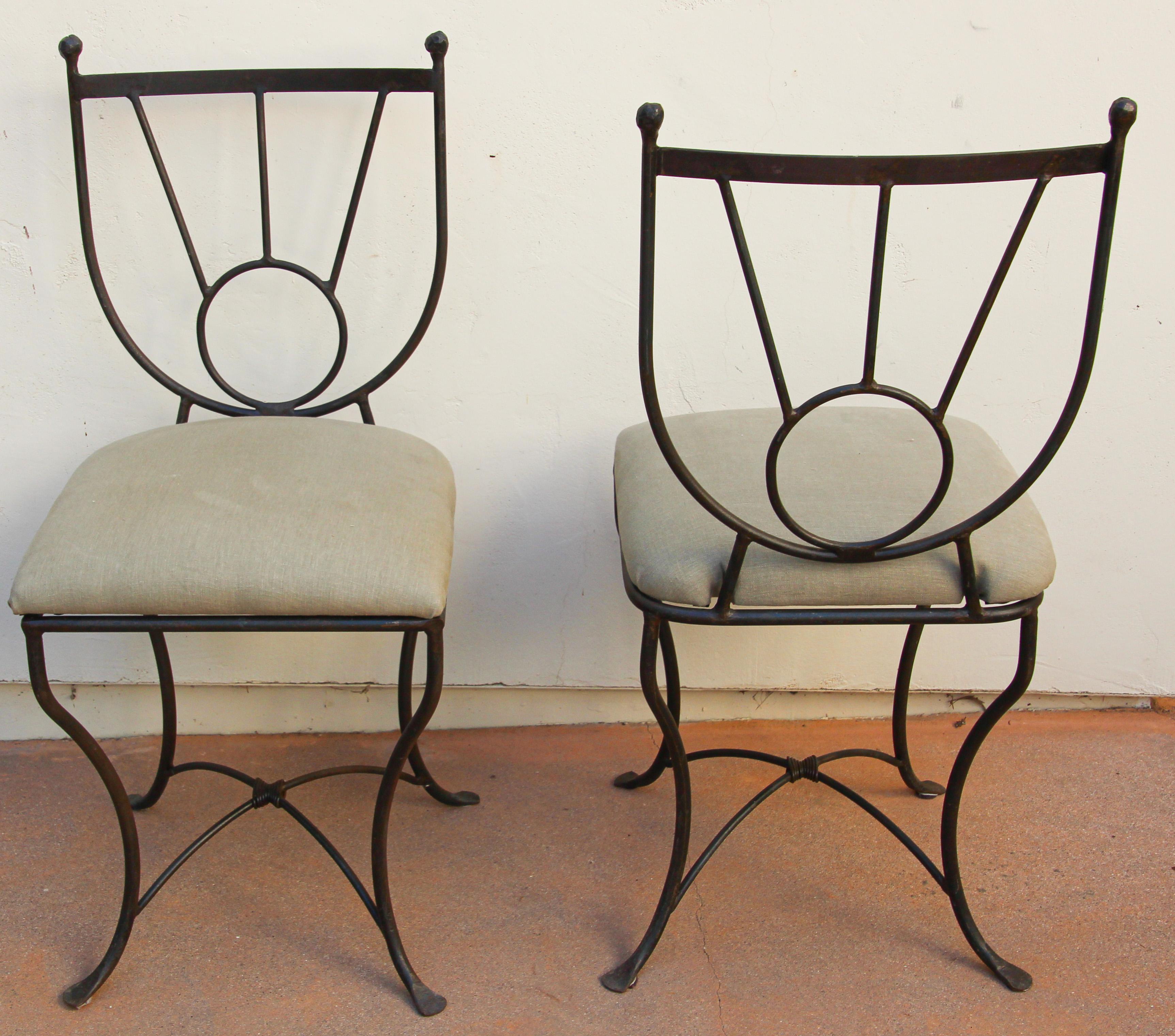 Metal Outdoor Wrought Iron Chairs Set of Four in Mario Papperzini Style