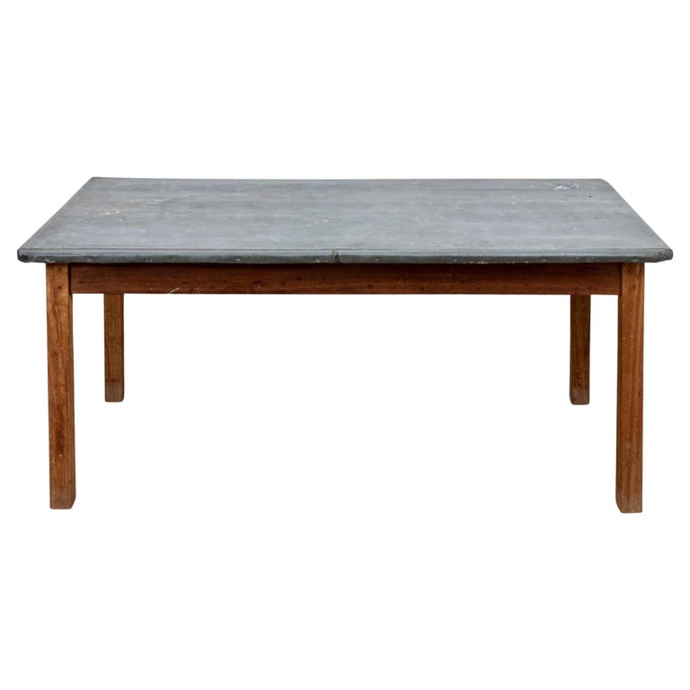 Outdoor Zinc and Teak Dining Table For Sale at 1stDibs