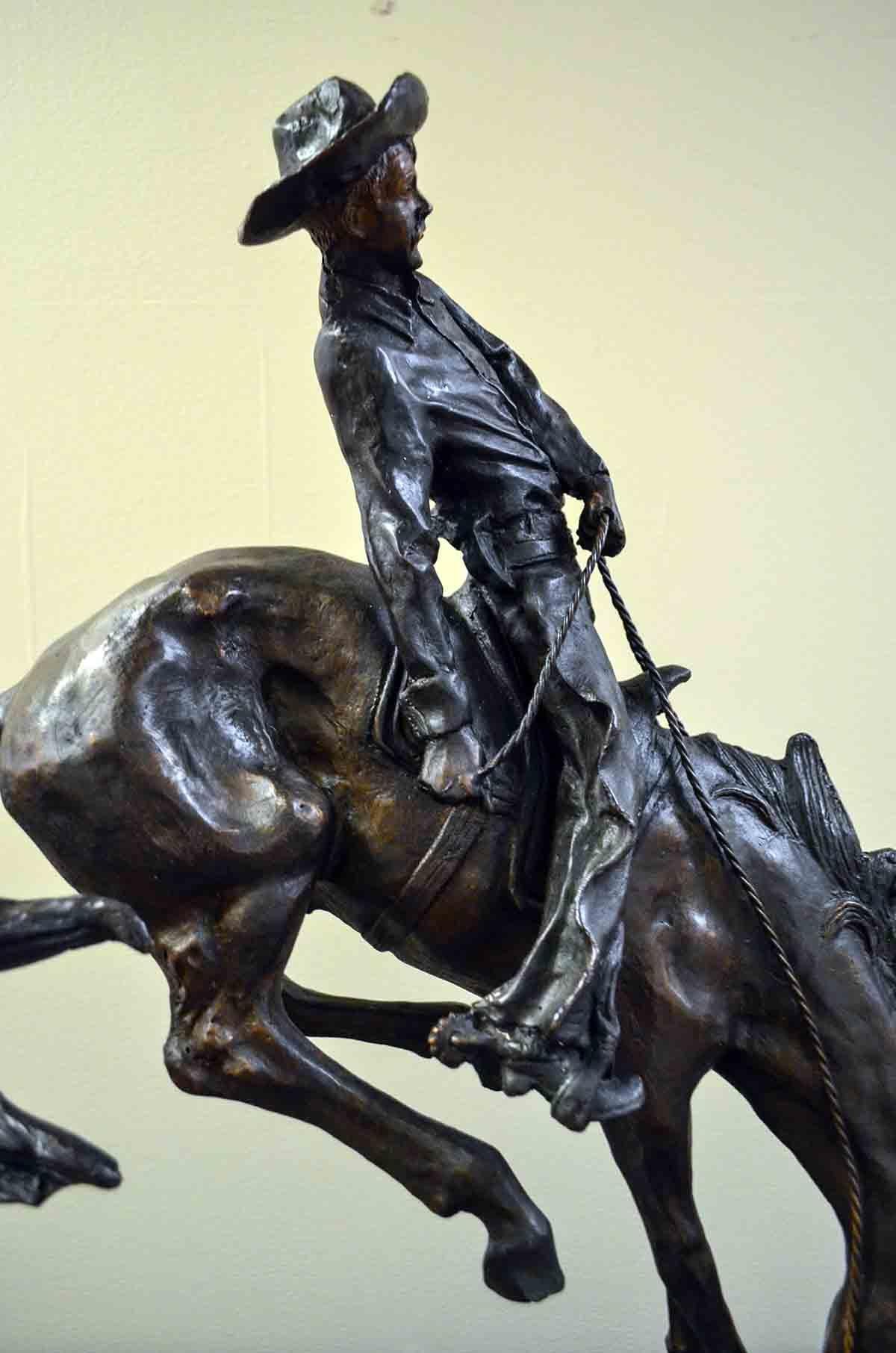 Outlaw Cast Bronze Sculpture on Marble Base, after Frederic Remington 7