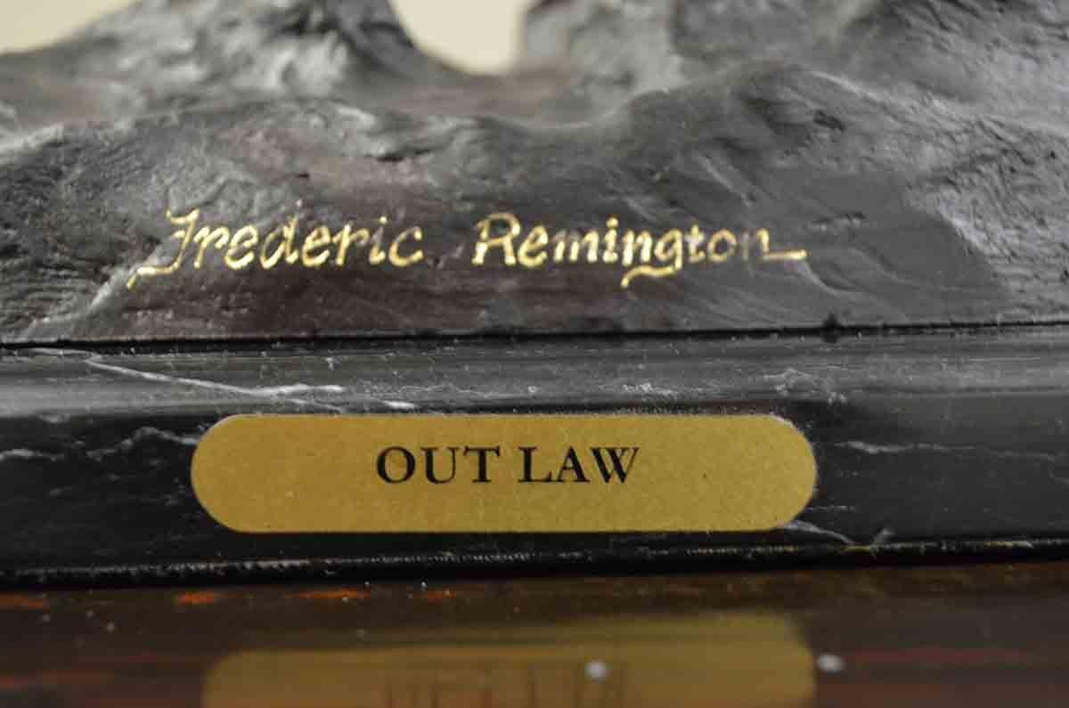 Outlaw Cast Bronze Sculpture on Marble Base, after Frederic Remington 9