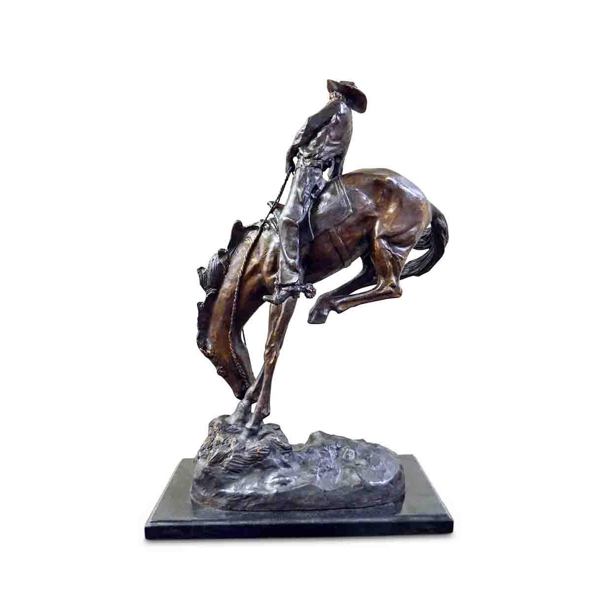 Outlaw Cast Bronze Sculpture on Marble Base, after Frederic Remington In Good Condition In Yonkers, NY