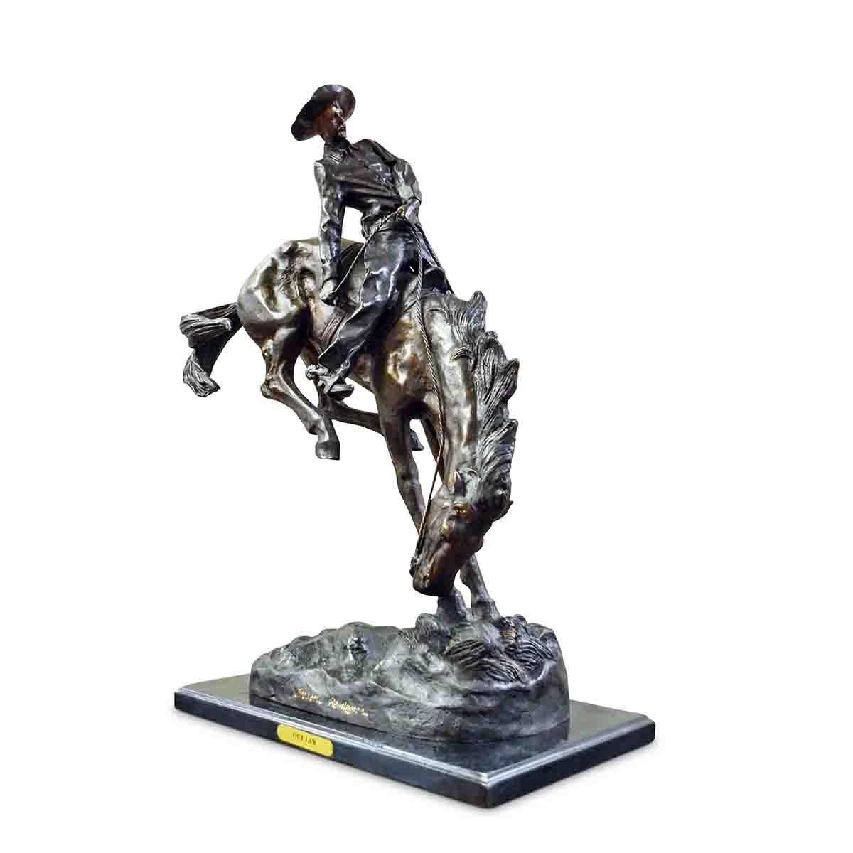 20th Century Outlaw Cast Bronze Sculpture on Marble Base, after Frederic Remington