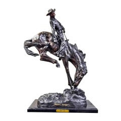 Outlaw Cast Bronze Sculpture on Marble Base, after Frederic Remington
