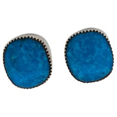 Outlaw Cliffs Turquoise Earrings - Kingman Stones in Sterling Silver