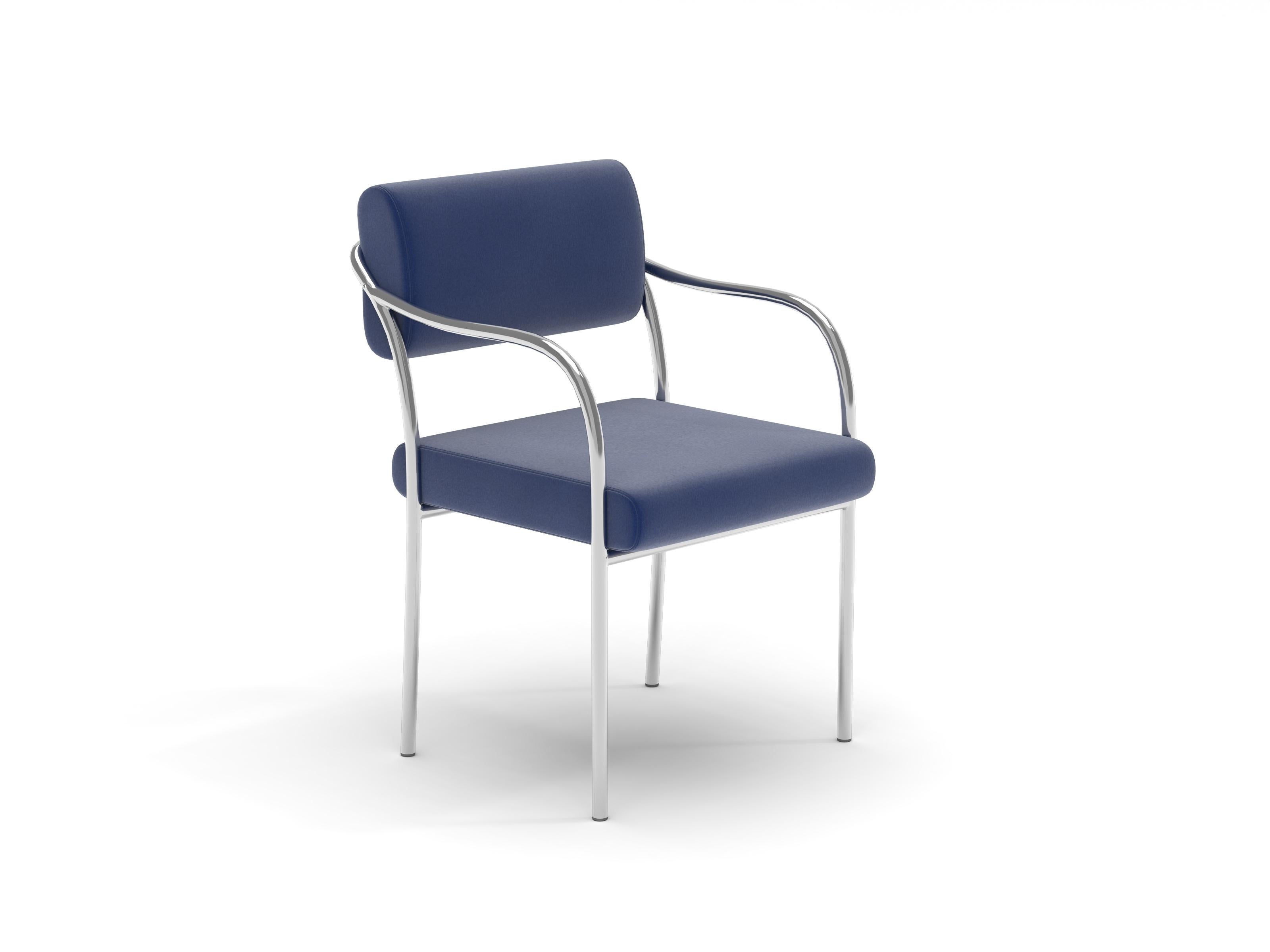 Outline Dining Chair by Formiing, Harald Navy Blue
Fabric: Harald 772

Customization: Available in wide range of fabrics and colors. 

CAT 1: Remix
CAT 2: Steelcut, Re-wool
CAT 3: Hallingdal, Harald 
CAT 4: Planum, Vidar
CAT 5: Uniform Melange 

The