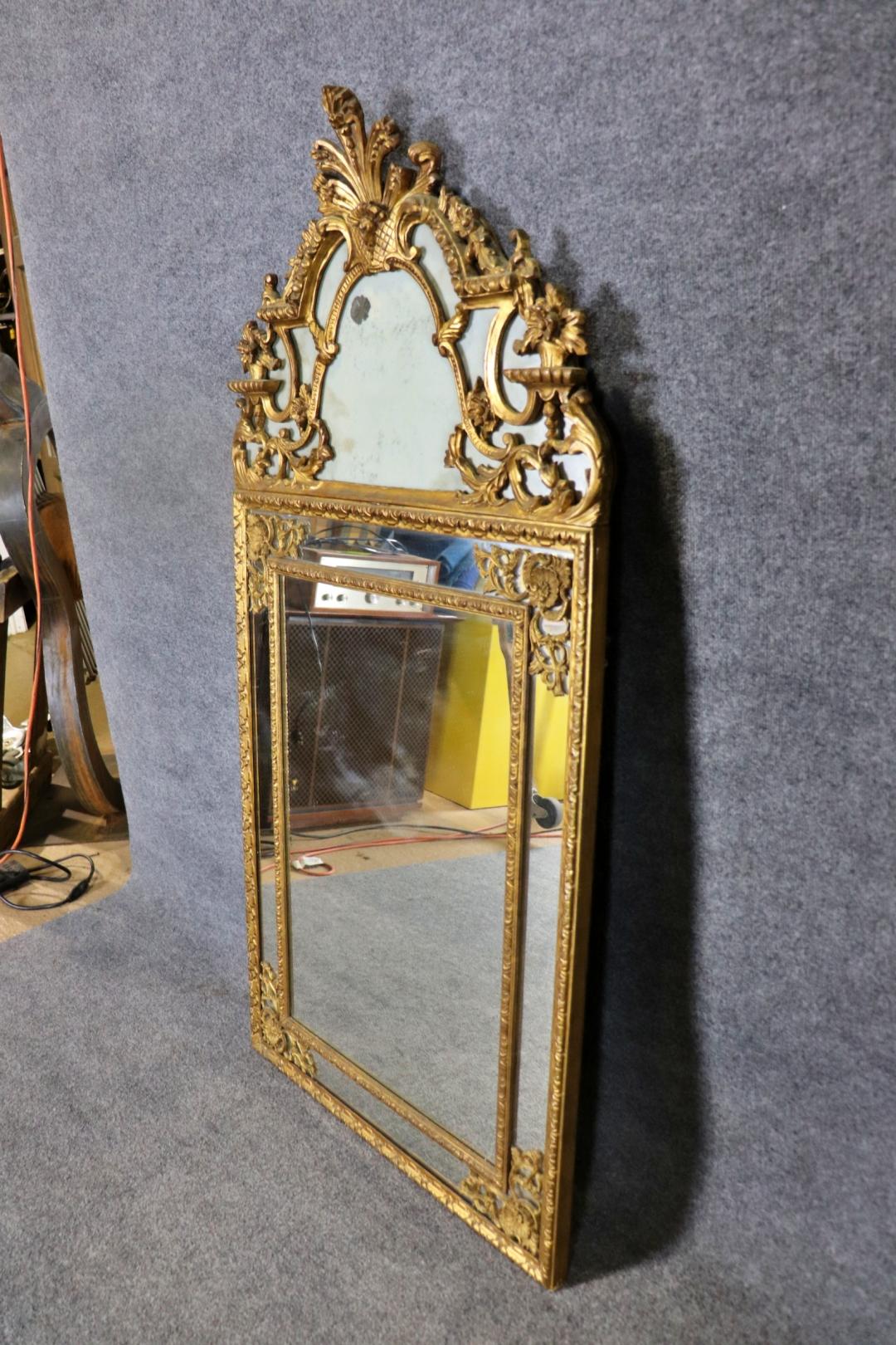 Outrageous Carved French Giltwood Louis XV Style Mirror of Large Scale For Sale 5
