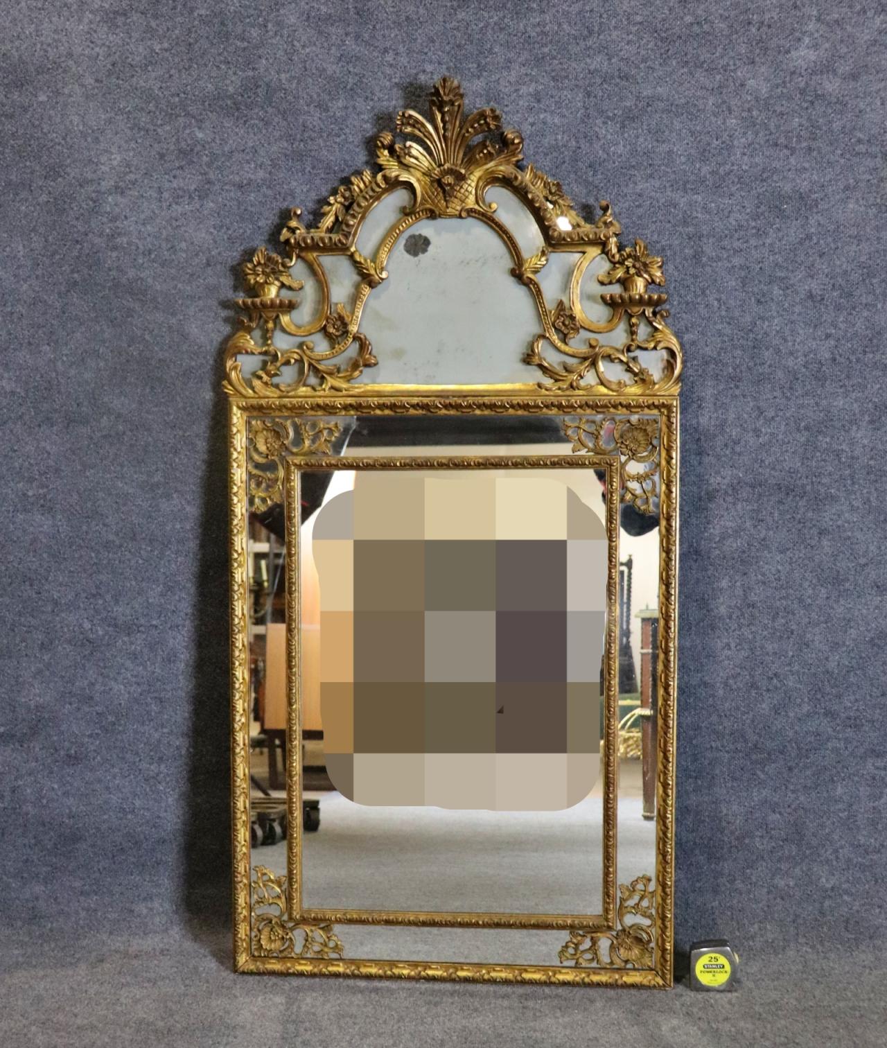 Outrageous Carved French Giltwood Louis XV Style Mirror of Large Scale For Sale 7
