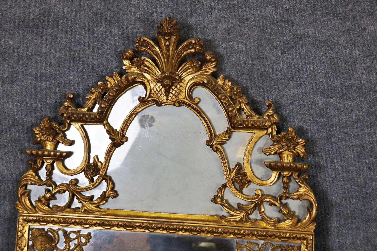 Outrageous Carved French Giltwood Louis XV Style Mirror of Large Scale In Good Condition For Sale In Swedesboro, NJ