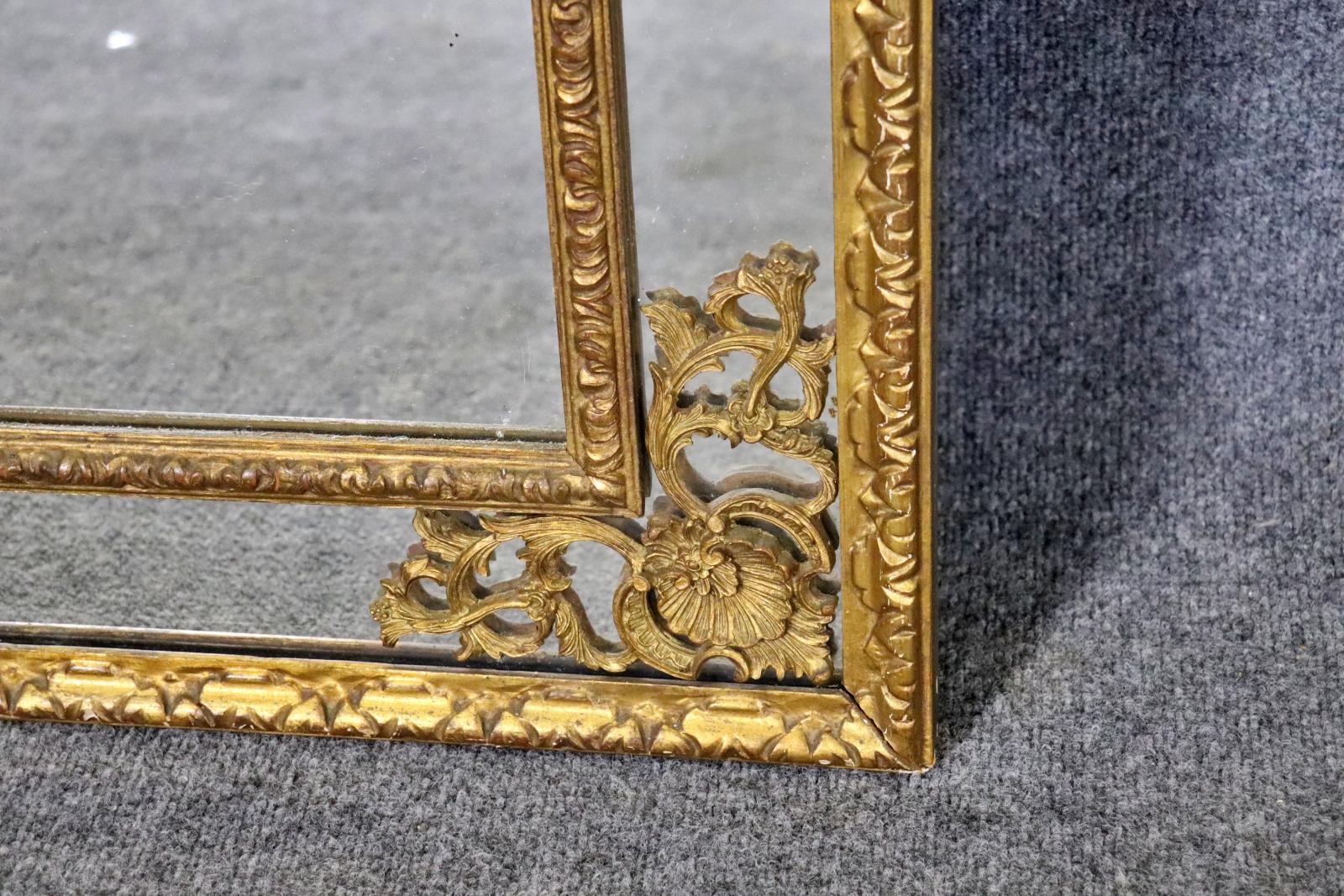 Walnut Outrageous Carved French Giltwood Louis XV Style Mirror of Large Scale For Sale