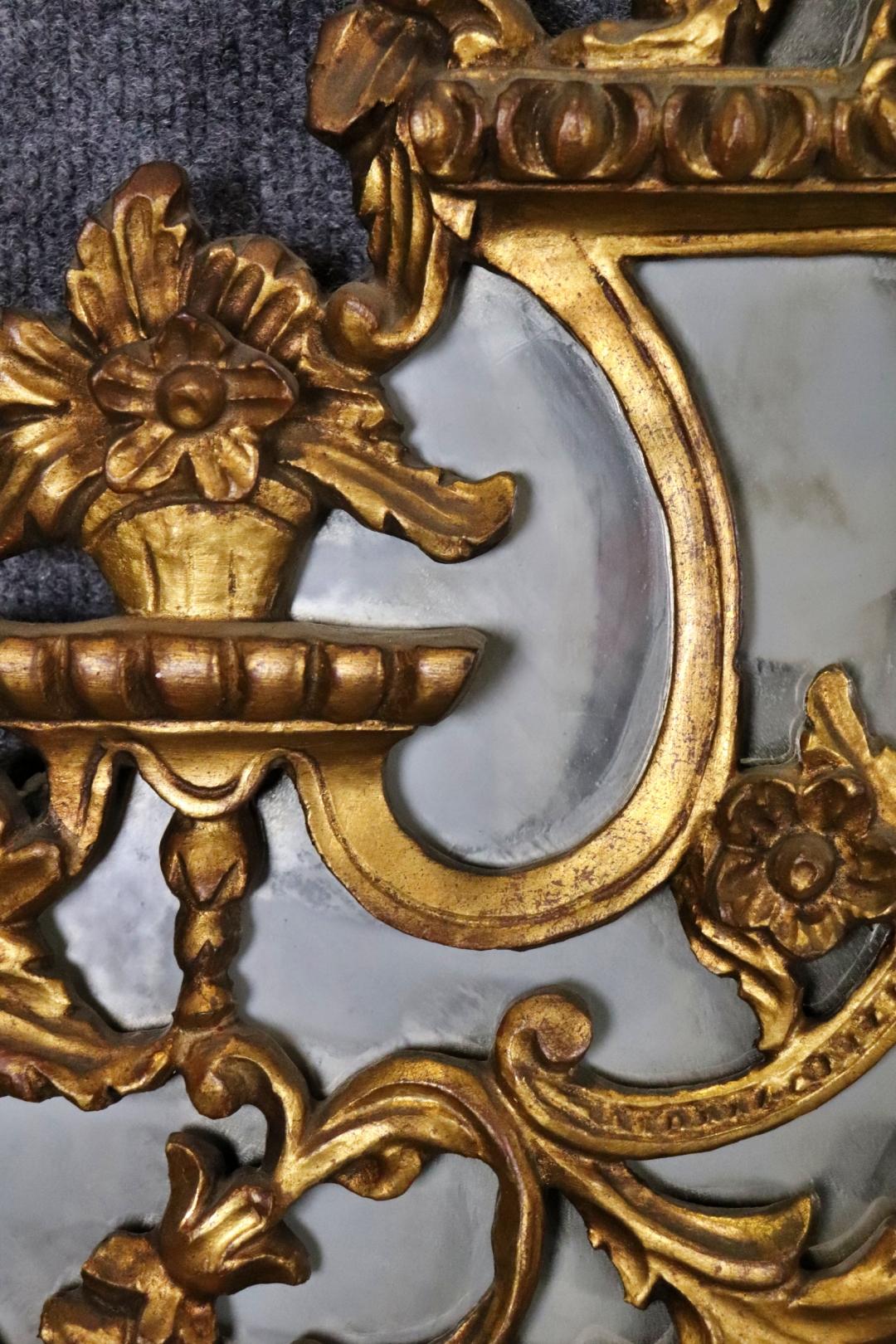 Outrageous Carved French Giltwood Louis XV Style Mirror of Large Scale For Sale 4