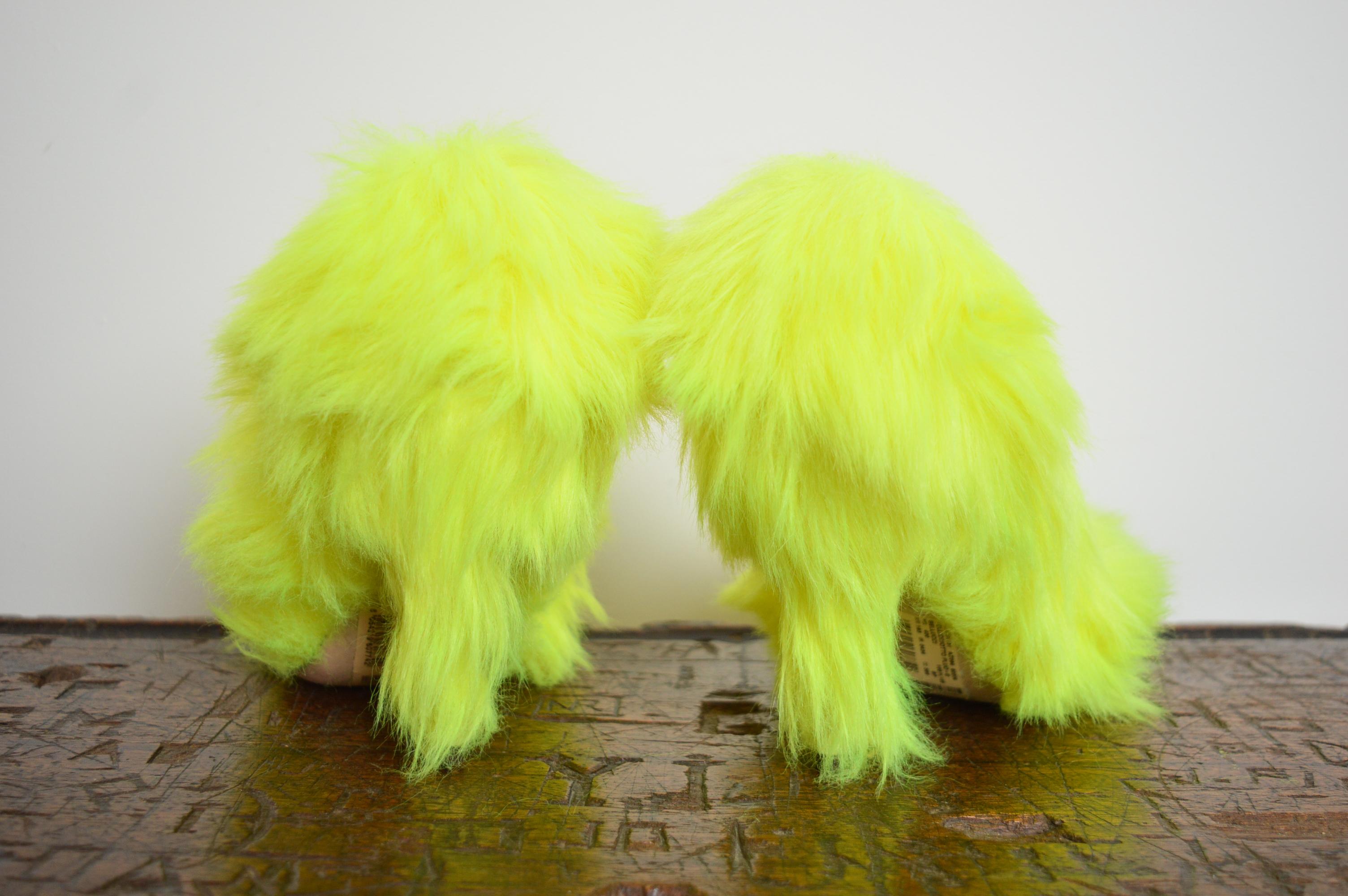 Women's Outrageous DOLCE & GABBANA Neon Yellow fluorescent faux fur stiletto high heels