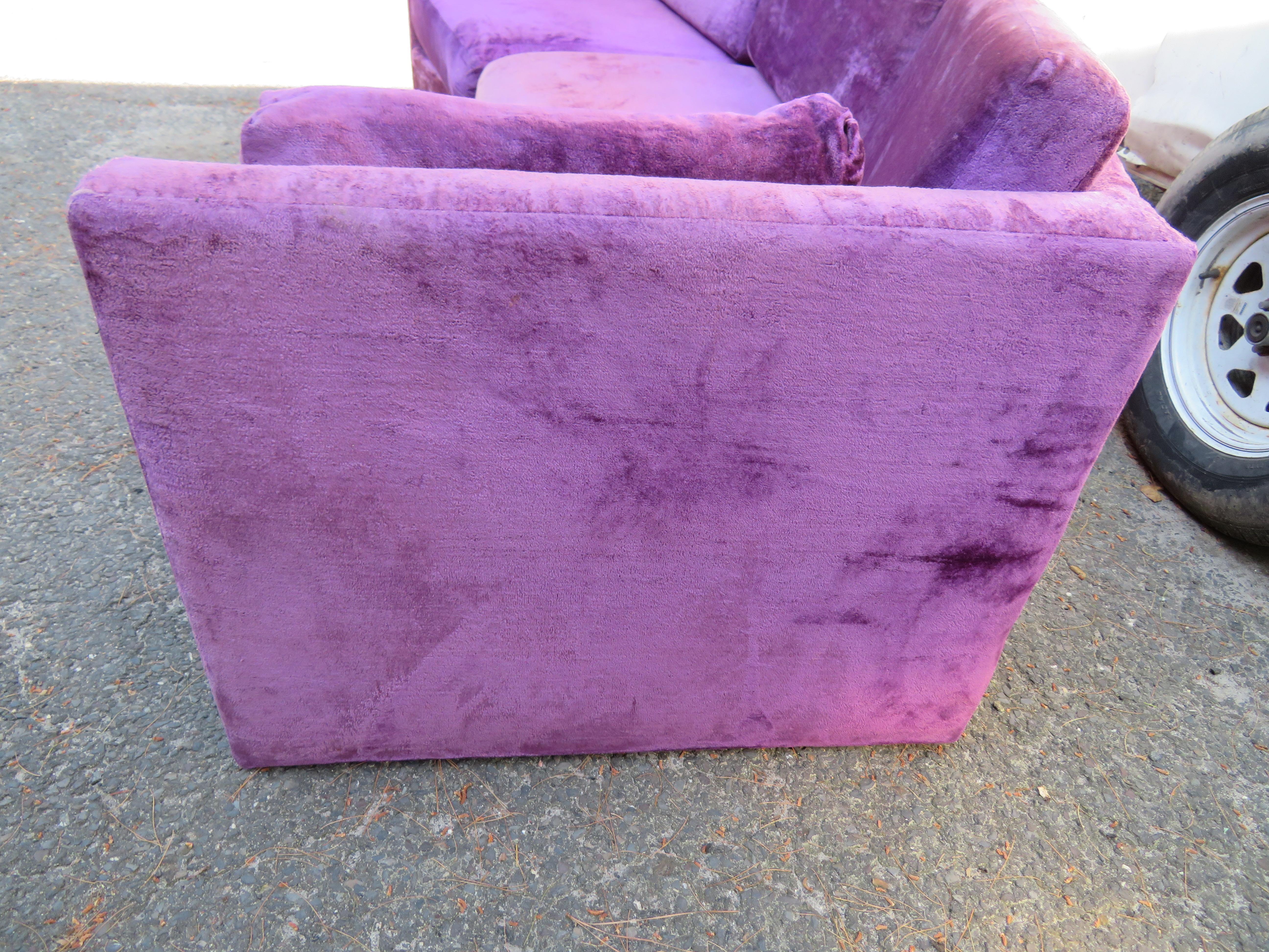 lilac velvet couch