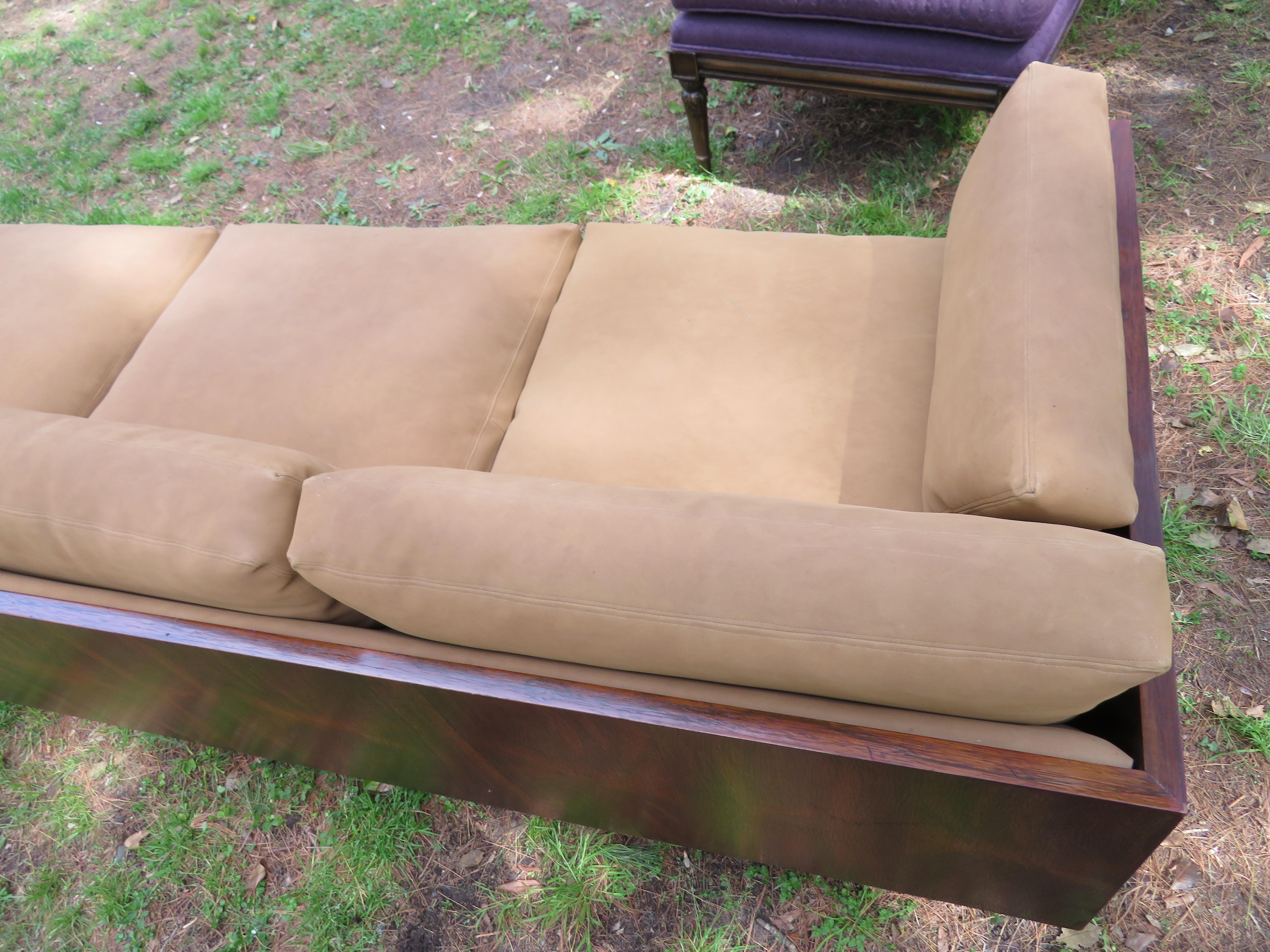 Mid-20th Century Outrageous Milo Baughman Style Rosewood Chrome Case Sofa John Stuart For Sale