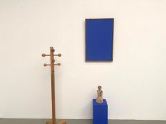 Outremer blue monochrome painting, acrylic on solid wood, pine frame, 1990s