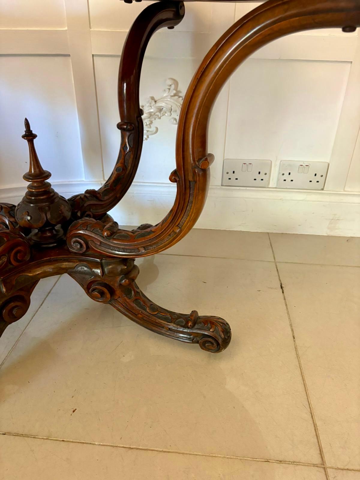 Outstanding Quality Antique Victorian Carved Burr Walnut Centre Table For Sale 5