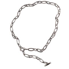 Outshine Toggle Handmade Oval Link Silver Chain Necklace