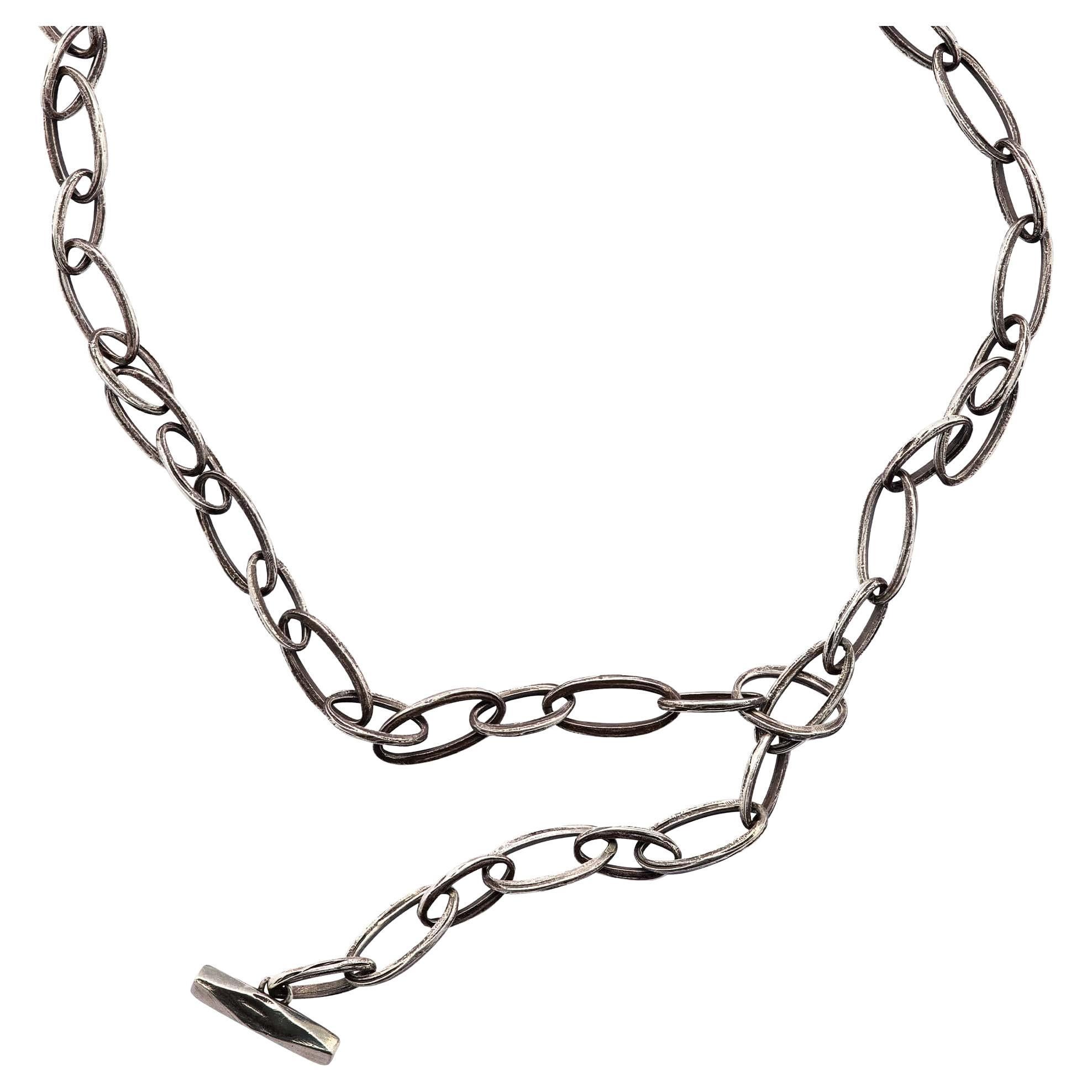 Tiffany and Co. Sterling Silver Heart Charm Toggle Link Chain Necklace