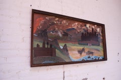 Outsider Art "Animals and Castles" Oil on Panel by Bruno Del Favero