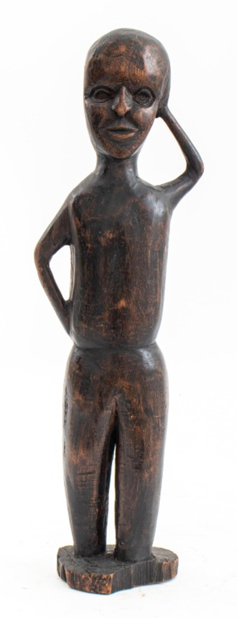 Outsider Art Carved Wooden Figure For Sale