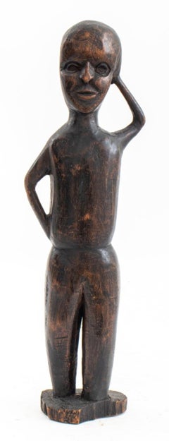 Outsider Art Figure en bois sculpté