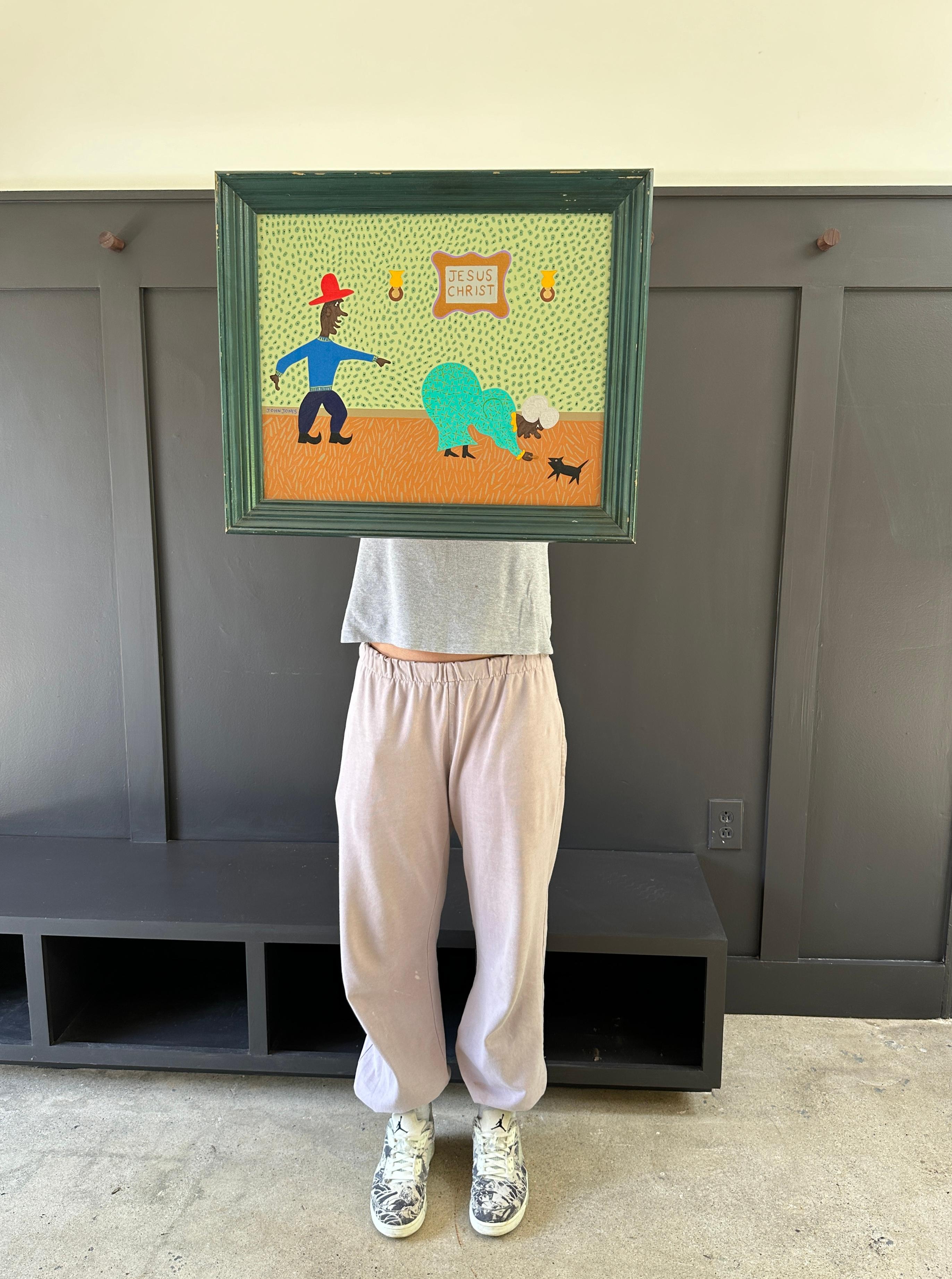 Outsider Art óleo sobre lienzo de John Jones titulado 