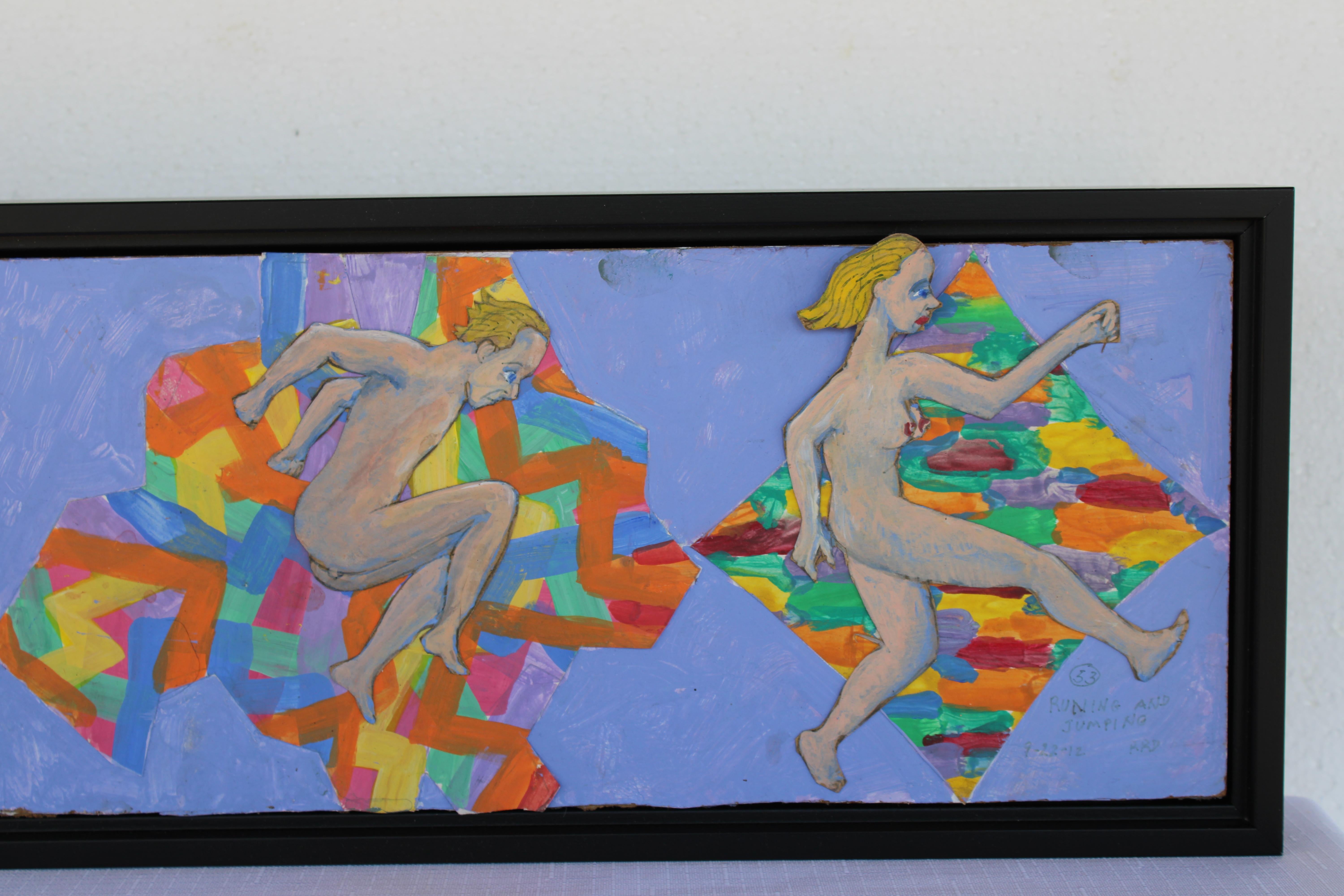 Pintura de Arte Outsider titulada Correr y Saltar, 9-22-12 RRD en Bueno estado para la venta en Palm Springs, CA