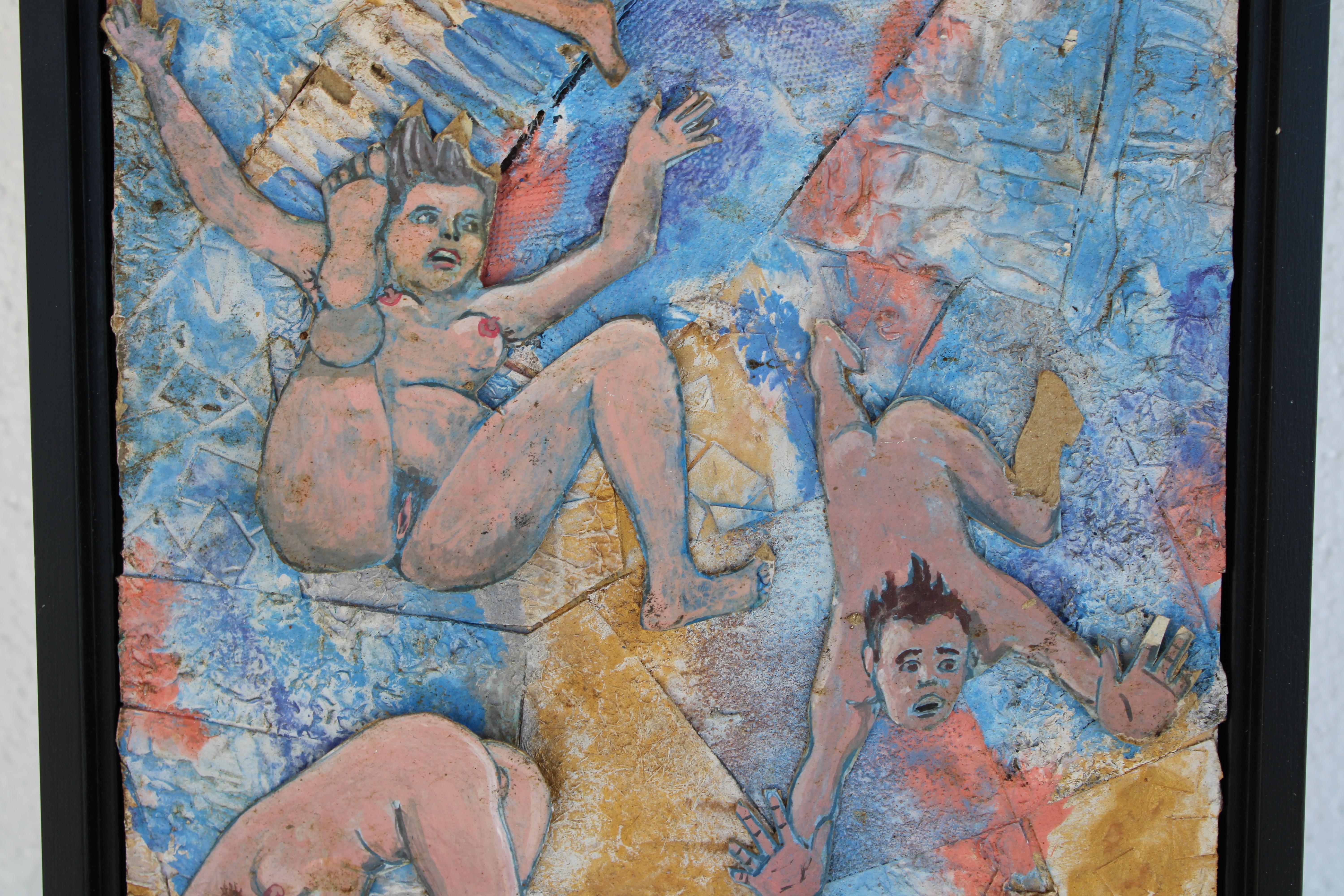 Peinture d'art outsider intitulée The Descent, 8-7-10 RRD Bon état - En vente à Palm Springs, CA