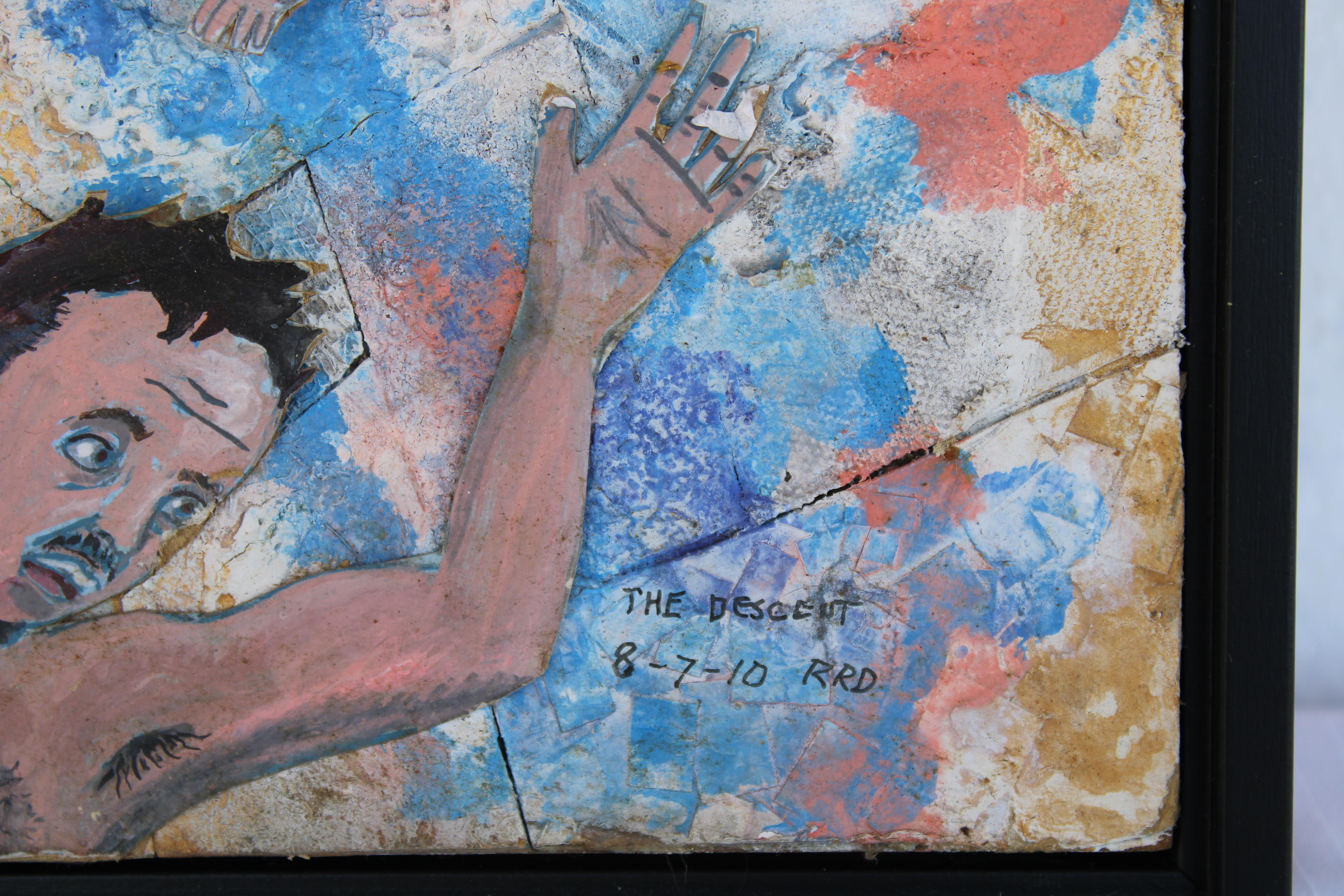 Bois Peinture d'art outsider intitulée The Descent, 8-7-10 RRD en vente