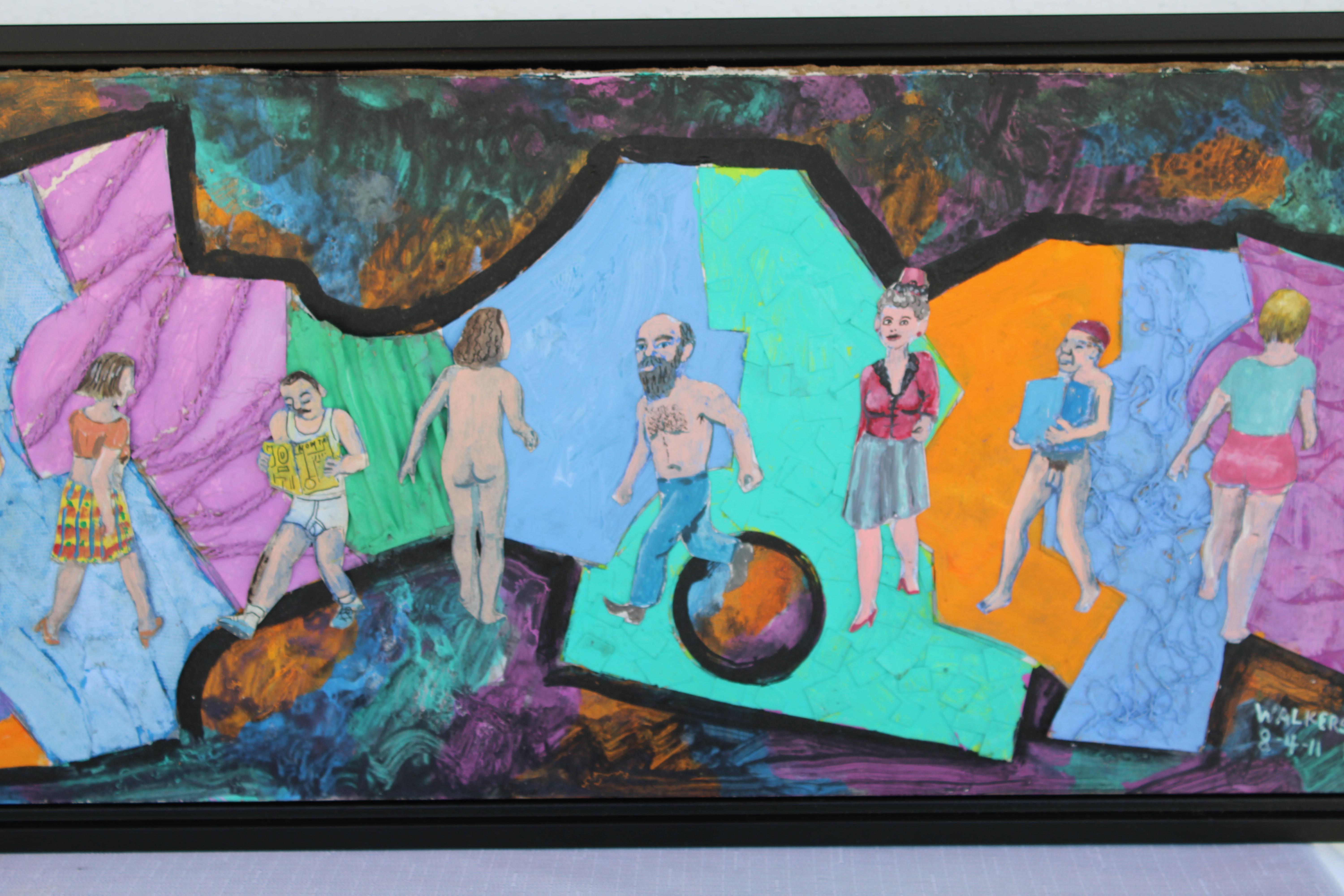 Pintura de Arte Outsider titulada Caminantes III, 8-4-11 RRD en Bueno estado para la venta en Palm Springs, CA