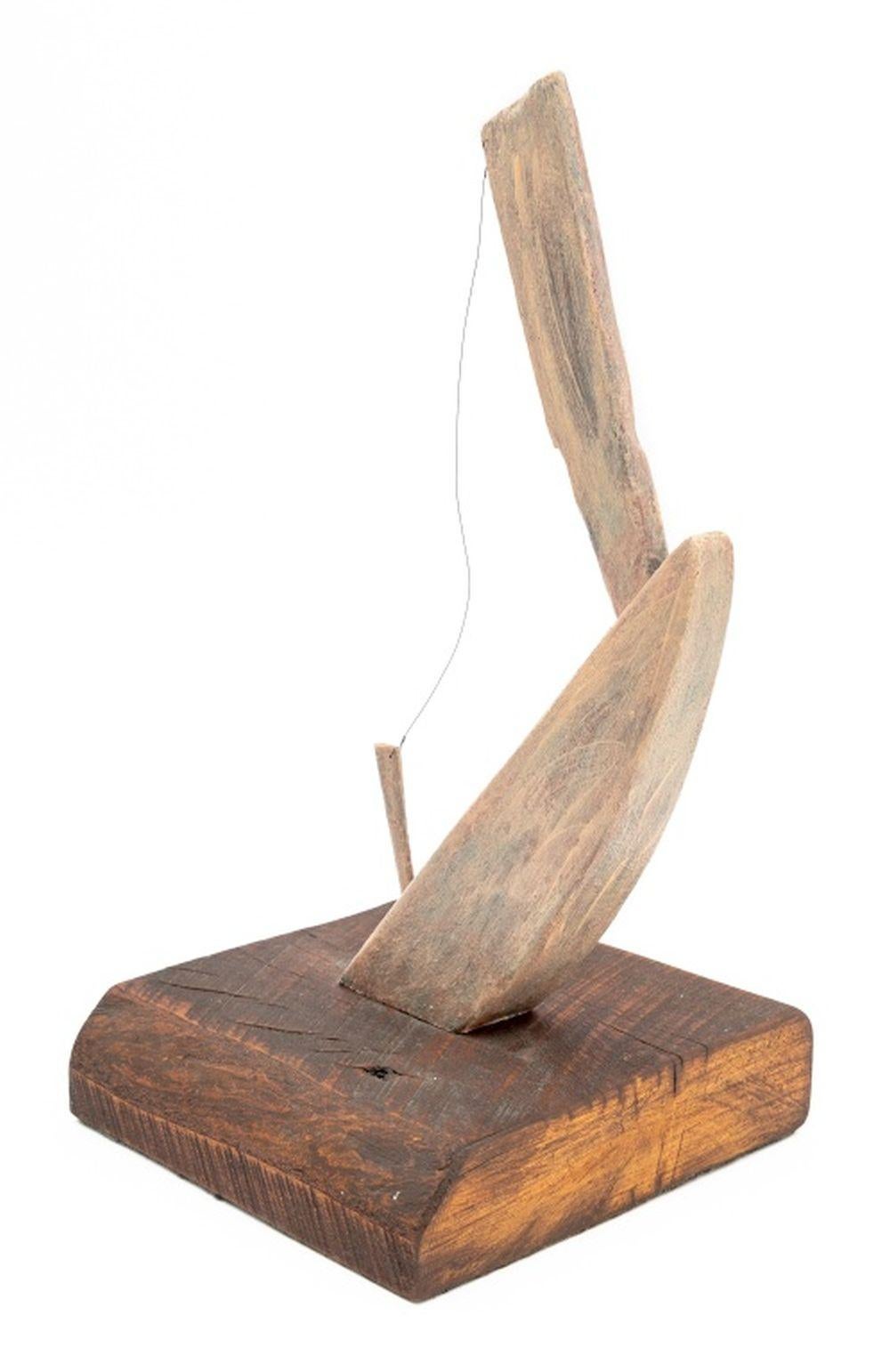 Outsider Art Bemalte Holz- und Drahtskulptur, 20. Jahrhundert, offenbar unsigniert. 15,5