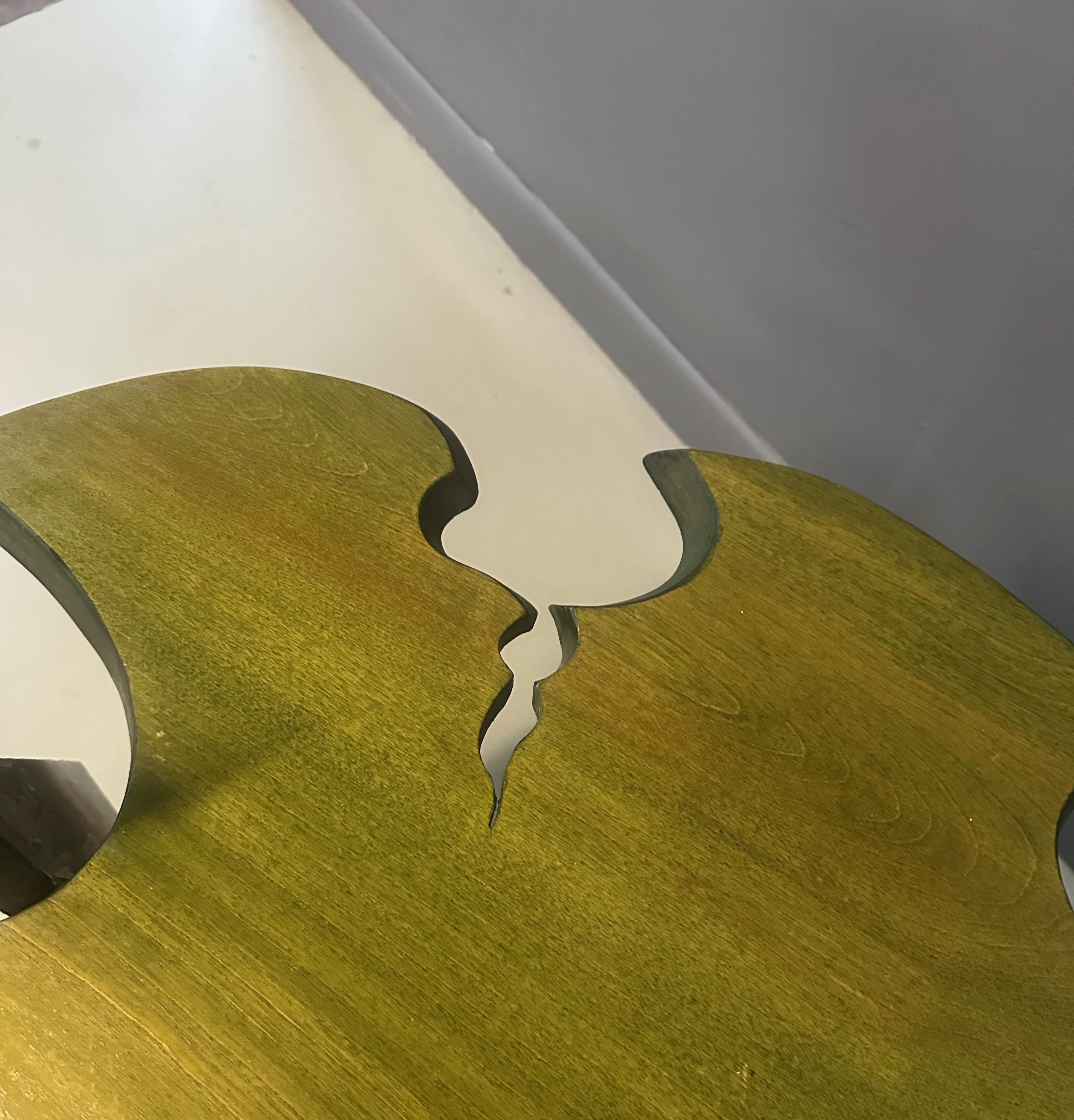 20th Century Outsider Artist Handmade Brutalist Coffee Table with an Asian Flair For Sale