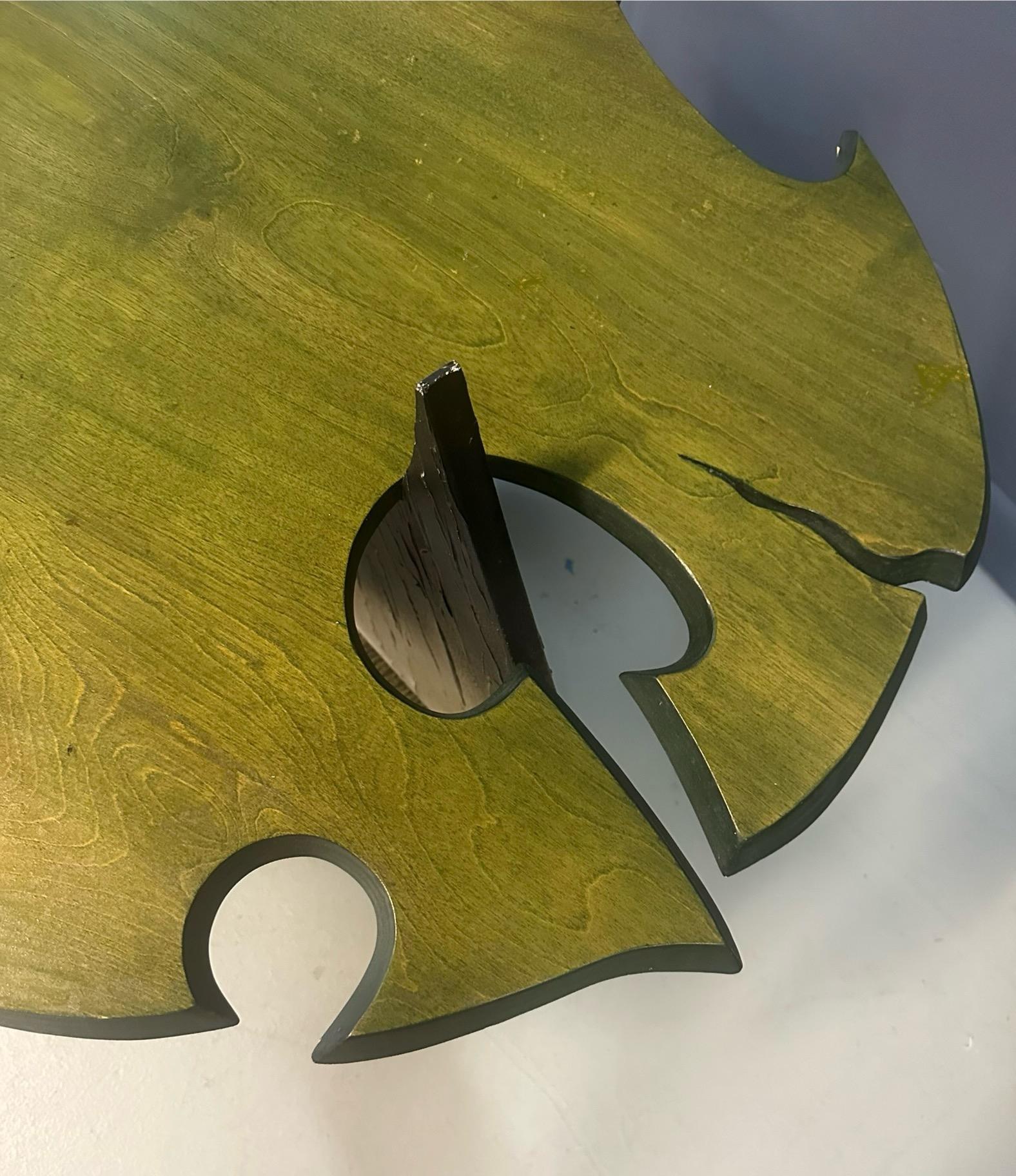 Wood Outsider Artist Handmade Brutalist Coffee Table with an Asian Flair For Sale