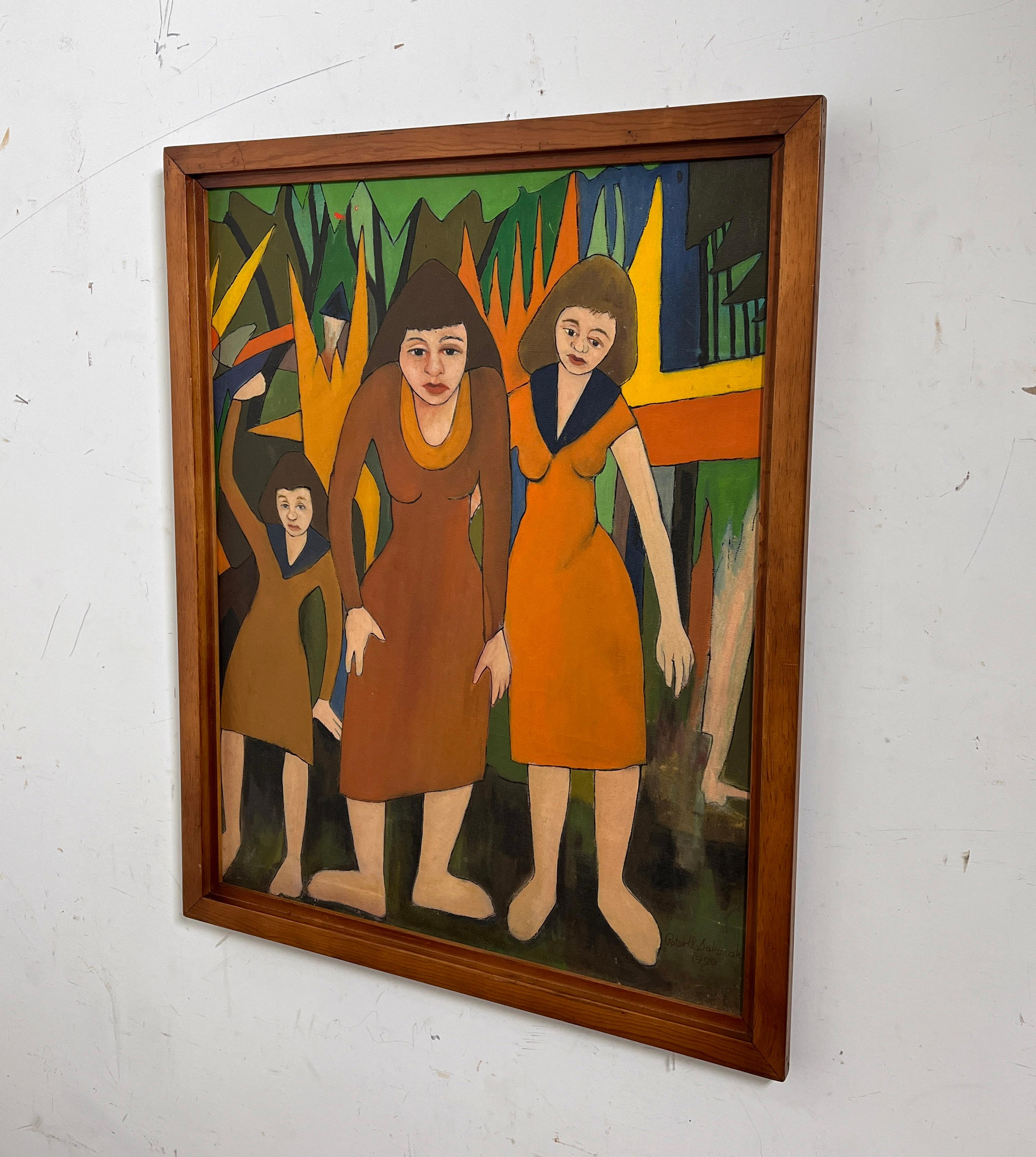 Nous avons récemment acquis un certain nombre de peintures provenant de la succession du célèbre artiste marginal Peter Paul Sakowski (1915-2000) de Holyoke, Massachusetts. Son style tend à varier d'une qualité graphique illustrative au cubisme plus
